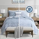 Queen Quilt Set Metelasse Reversible Coverlet Set Queen Size, Soft Summer Quilt, All Season Lightweight Botannical Bedding Queen, Shams, Harmony, Full/Queen, Gray 3 Piece