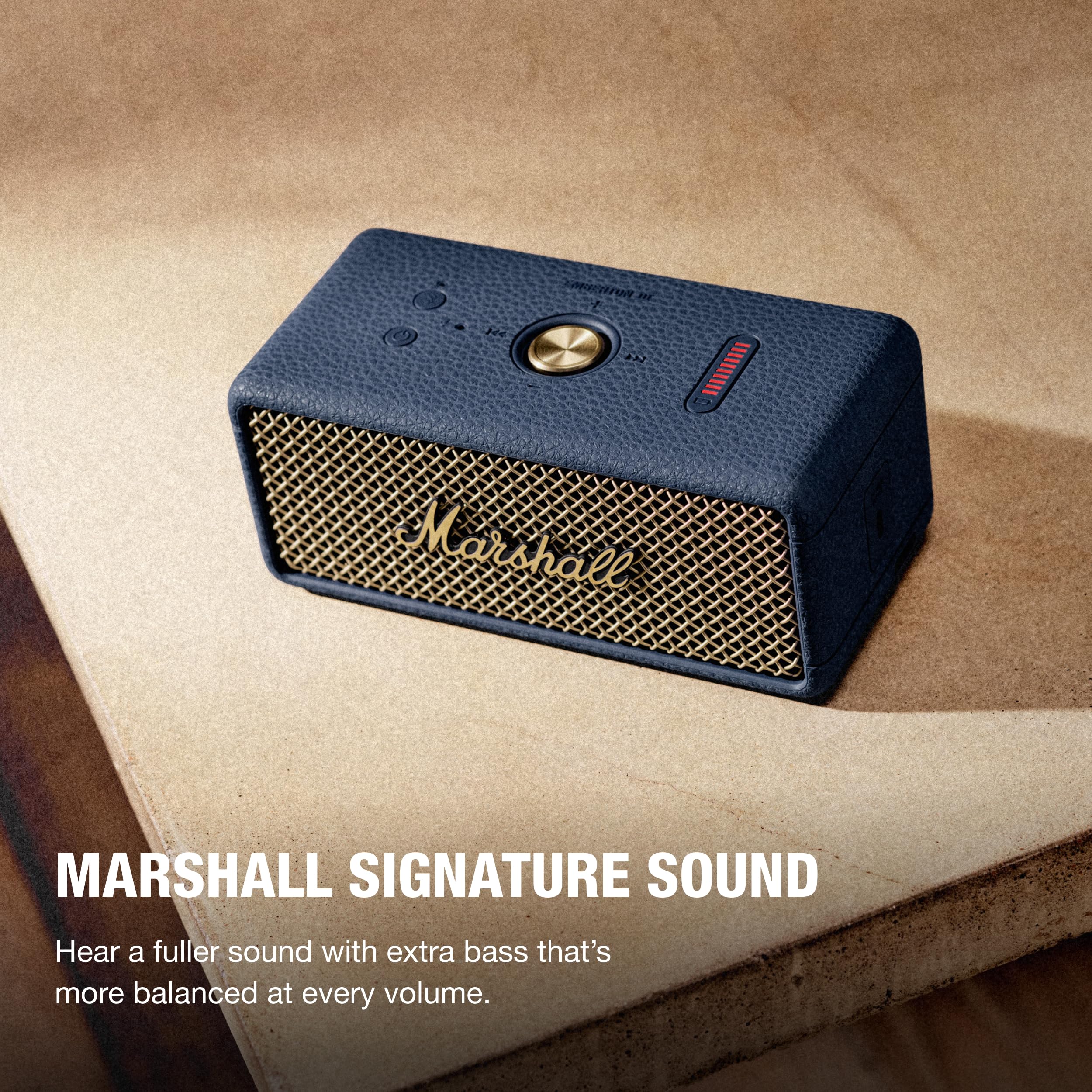 Marshall Smartchoice Emberton III Compact Portable Bluetooth Speaker with 32+ Hours of Playtime, (360° Sound), Dust & Waterproof (IP67) – Midnight Blue. — Amazon image 2