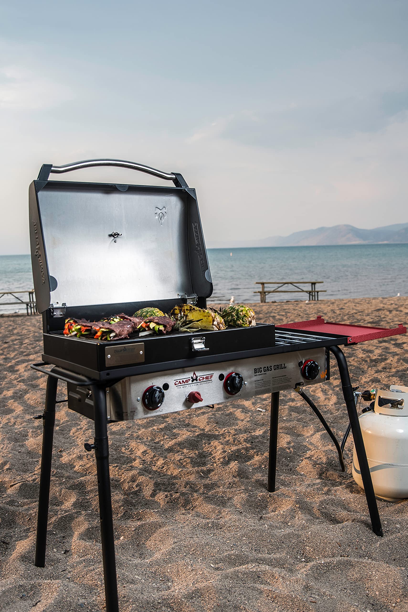 Camp Chef Big Gas Grill, 3 Burner Stove, Professional BBQ Grill Box (BB90L), Cooking Dimensions