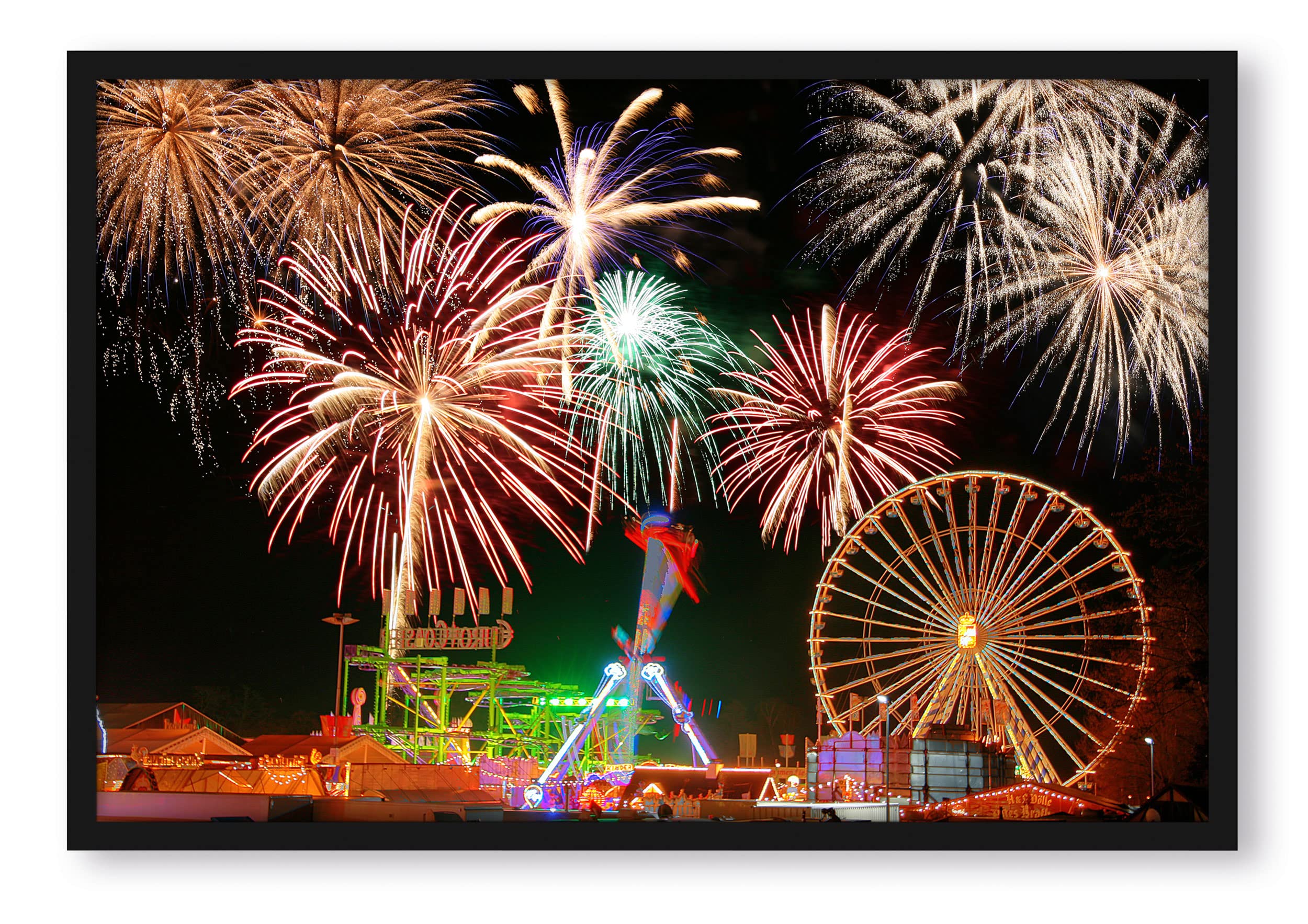Poster con cornice portafoto a forma di ruota panoramica di Capodanno, 100 x 70 cm