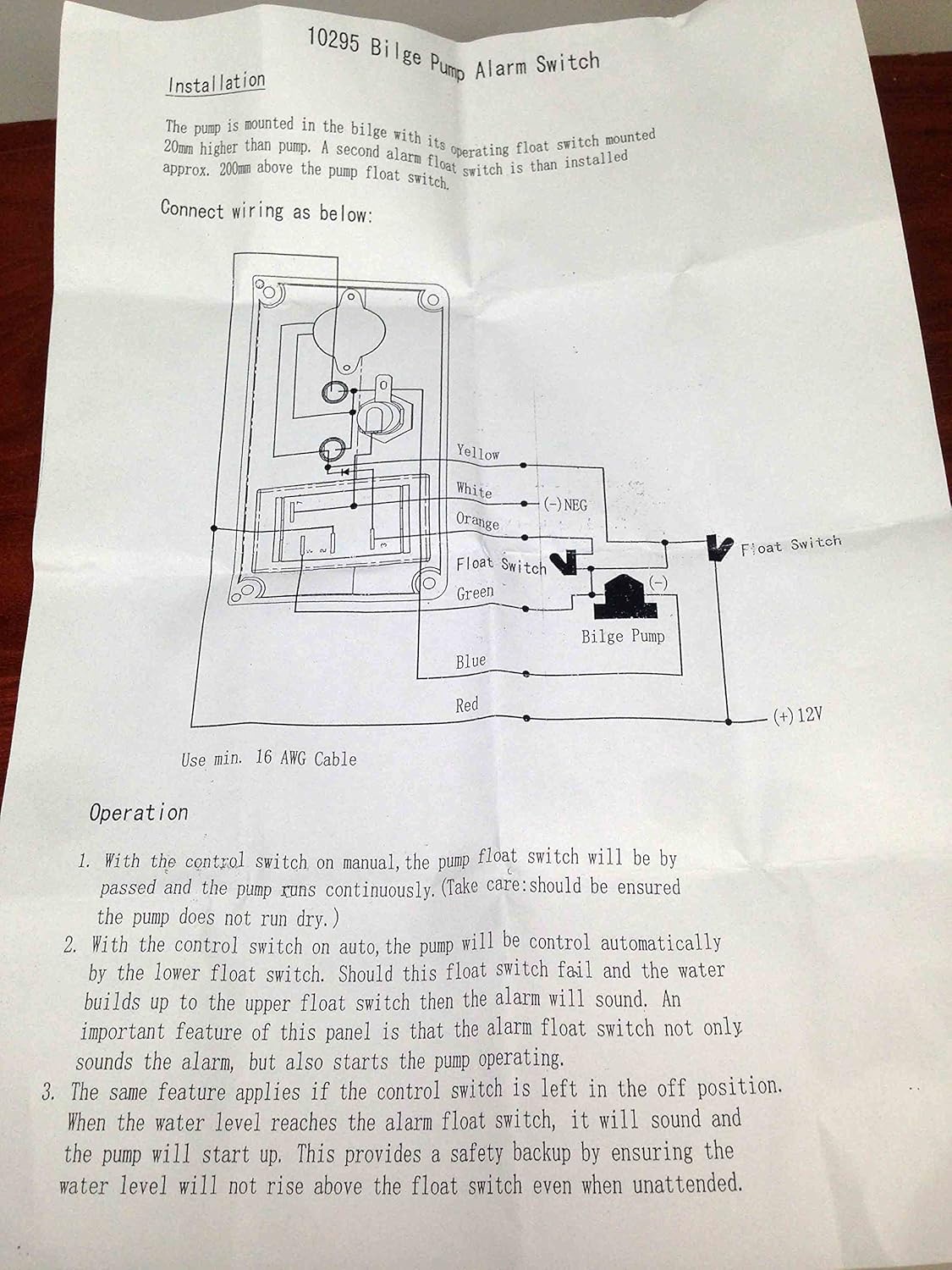 Pactrade Marine Boat Bilge Alarm And Pump Switch ABS Manual Automatic Off Spring Return