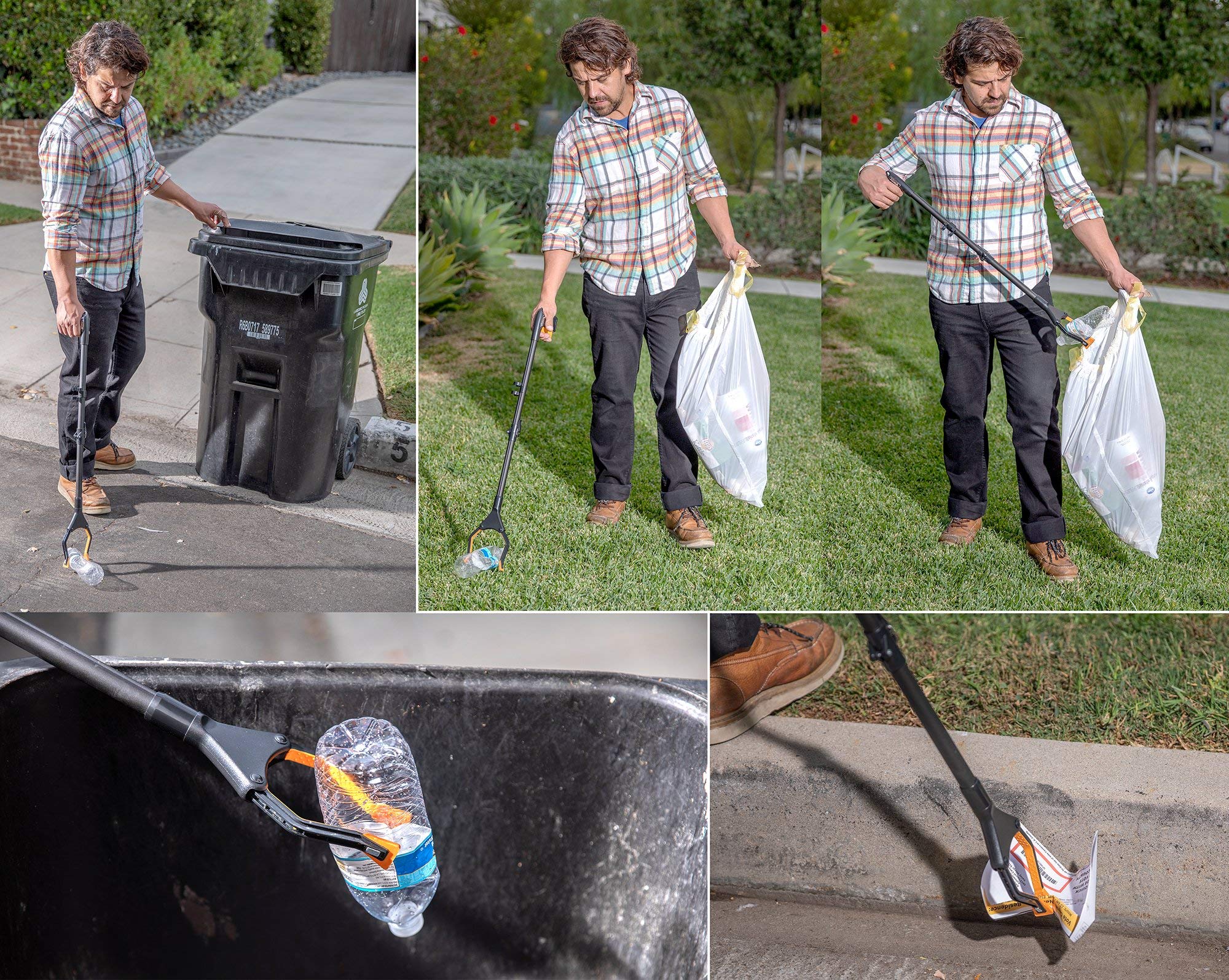 EZPIK 40" Foldable Long Reach Grabber Tool Heavy Duty Trash Picker