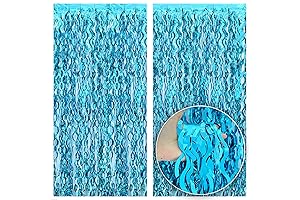 KatchOn XtraLarge Wavy Blue Foil Fringe Curtain, the Ultimate Beach Party Decor