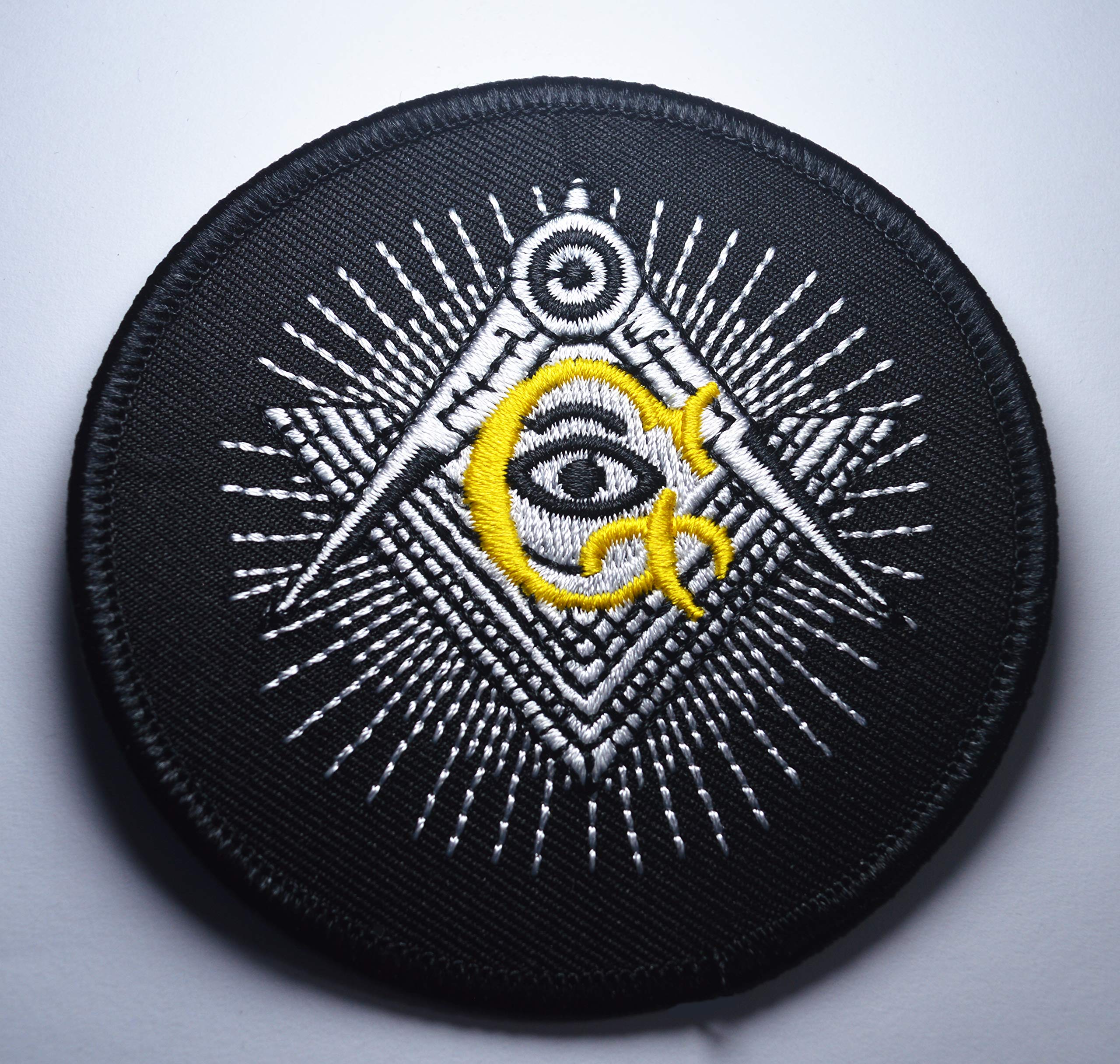 The Commemorative Coin Company Large Masonic Sew/Iron On Embroidered Patch. Square & Compasses, All Seeing Eye. Masons/Freemasonry/Freemasons/Order/Lodge 80Mm