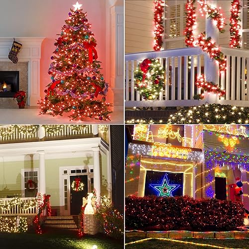 Miniatura 7 de WATERGLIDE Luces de Navidad C6, 33 pies, 100 luces LED facetadas, luces de hadas de alambre verde con adaptador seguro de 29 V, 8 modos de