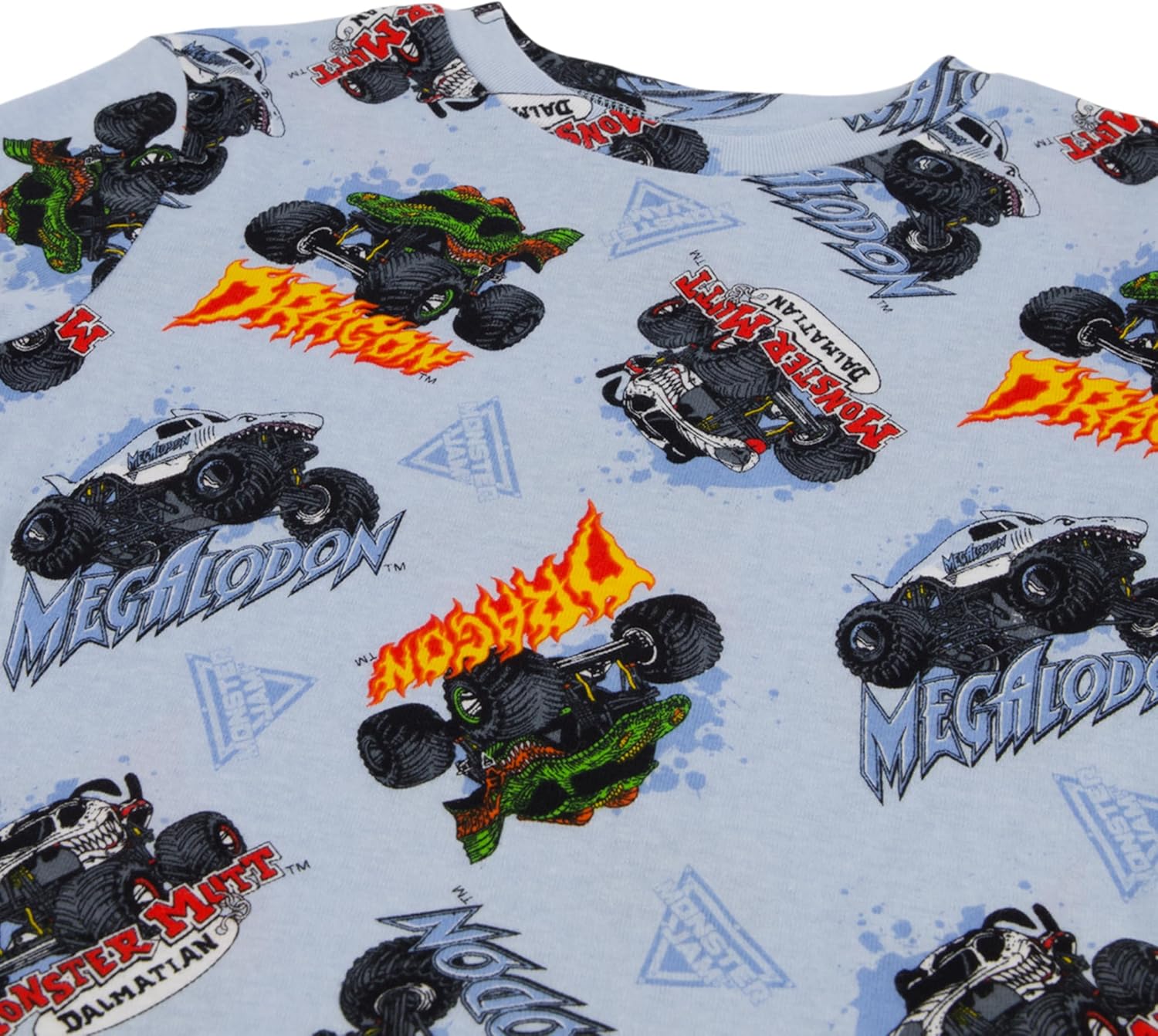 Monster Jam boys 4-piece Snug-fit Cotton Pajama Set, Soft & Cute for Kids