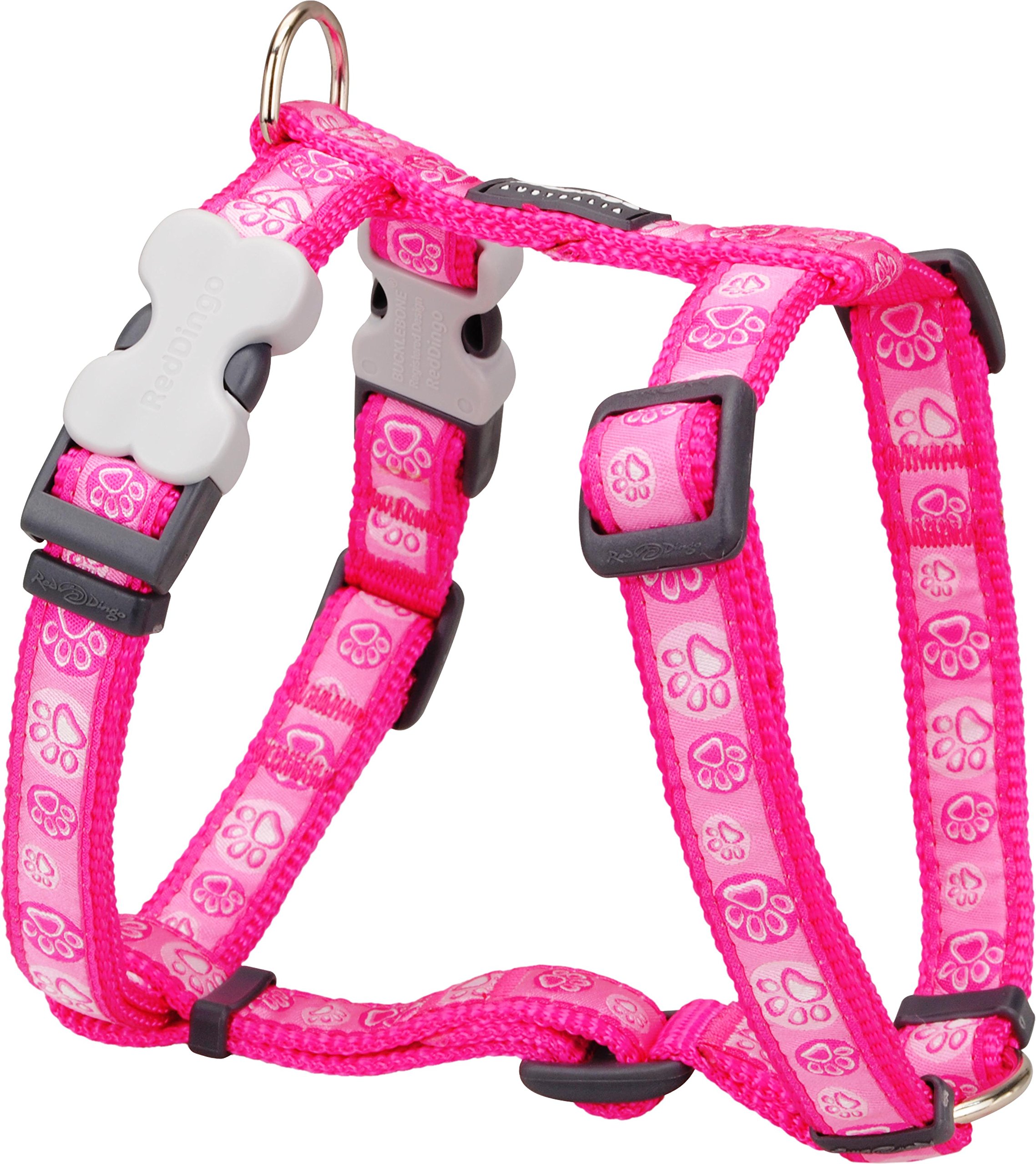 Red Dingo Dog Harness - Paw Impressions Hot Pink - High Quality (Medium)
