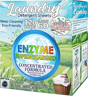 Laundry Detergent Sheets (120 Large Sheets) Fresh Linen Scent - No Plastic Jug - New Liquid-Less Technology - Lightweight - Easy To Use - Convenient for Travel & Space-Saving (Spring Blossom)
