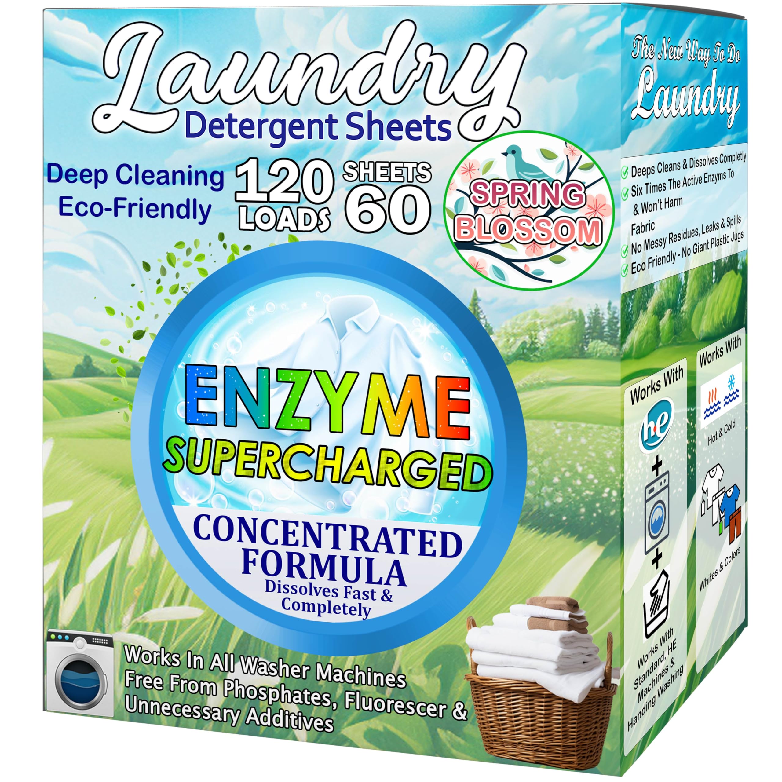 Laundry Detergent Sheets (120 Large Sheets) Fresh Linen Scent - No Plastic Jug - New Liquid-Less Technology - Lightweight - Easy To Use - Convenient