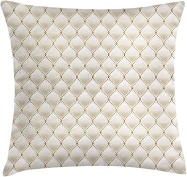 Lunarable Cream Throw Pillow Cushion Cover, Soft Color Palette with Abstract Geometric Design Antique Digital Art Print, Decorative Square Accent Pillow Case, 16" X 16", Green Brown