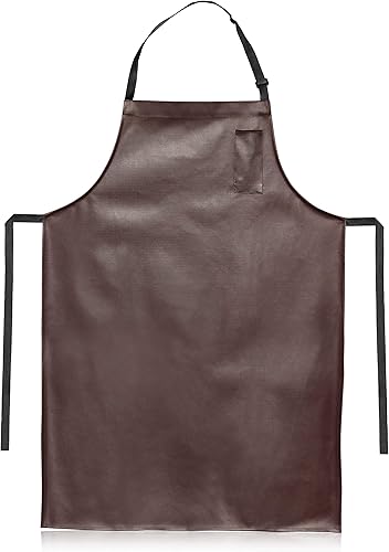 New Star Foodservice Vinyl Bib Apron with Leatherette Finish, Set of 2