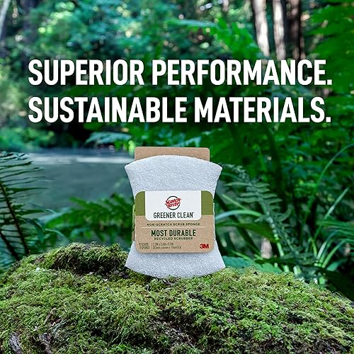 Miniatura 8 de Scotch-Brite Greener Clean - Esponja antiarañazos, esponja para lavar platos, limpieza de cocina, rendimiento superior y fabricada con materiales
