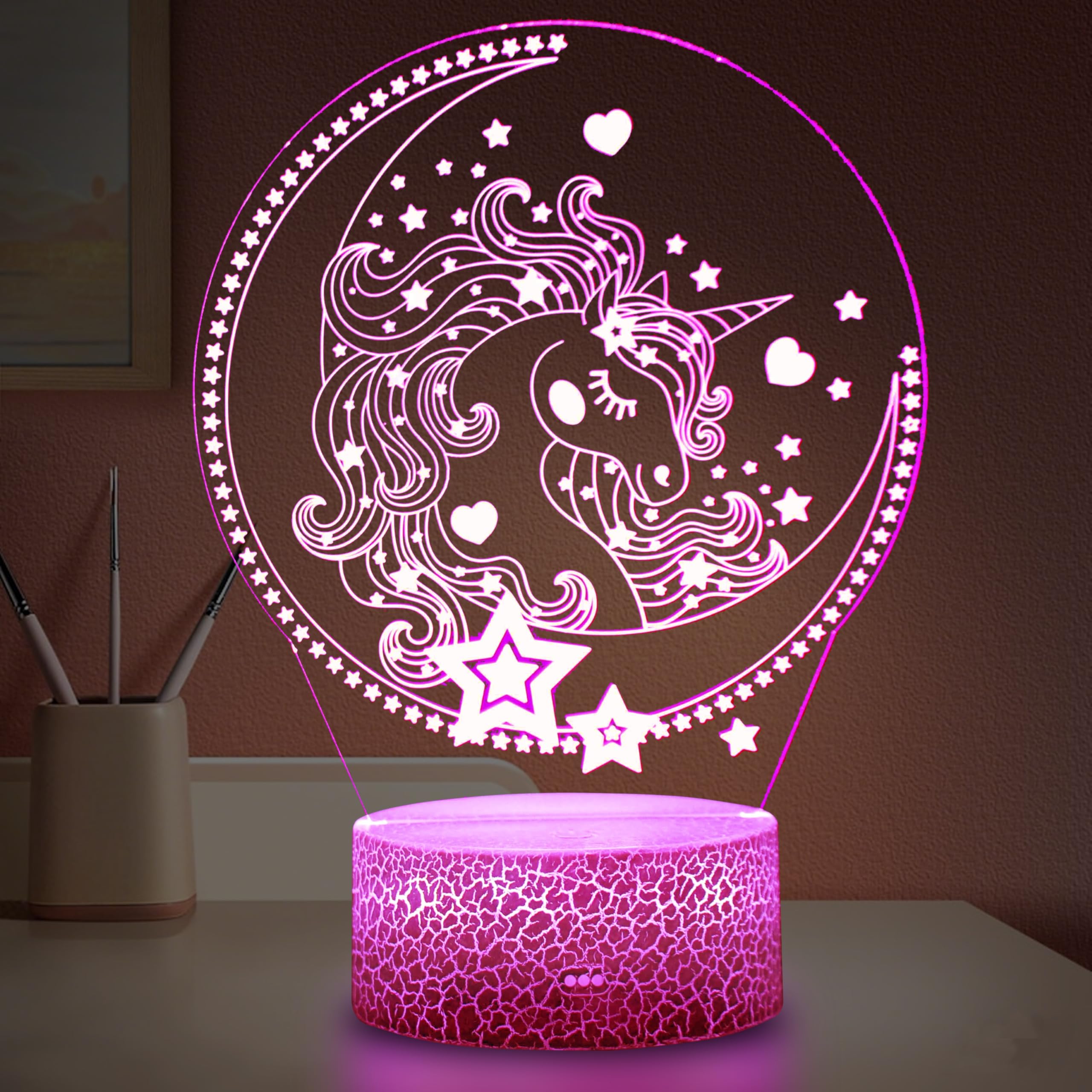 Veilleuse licorne 3D avec arrêt automatique et télécommande dimmable - 8