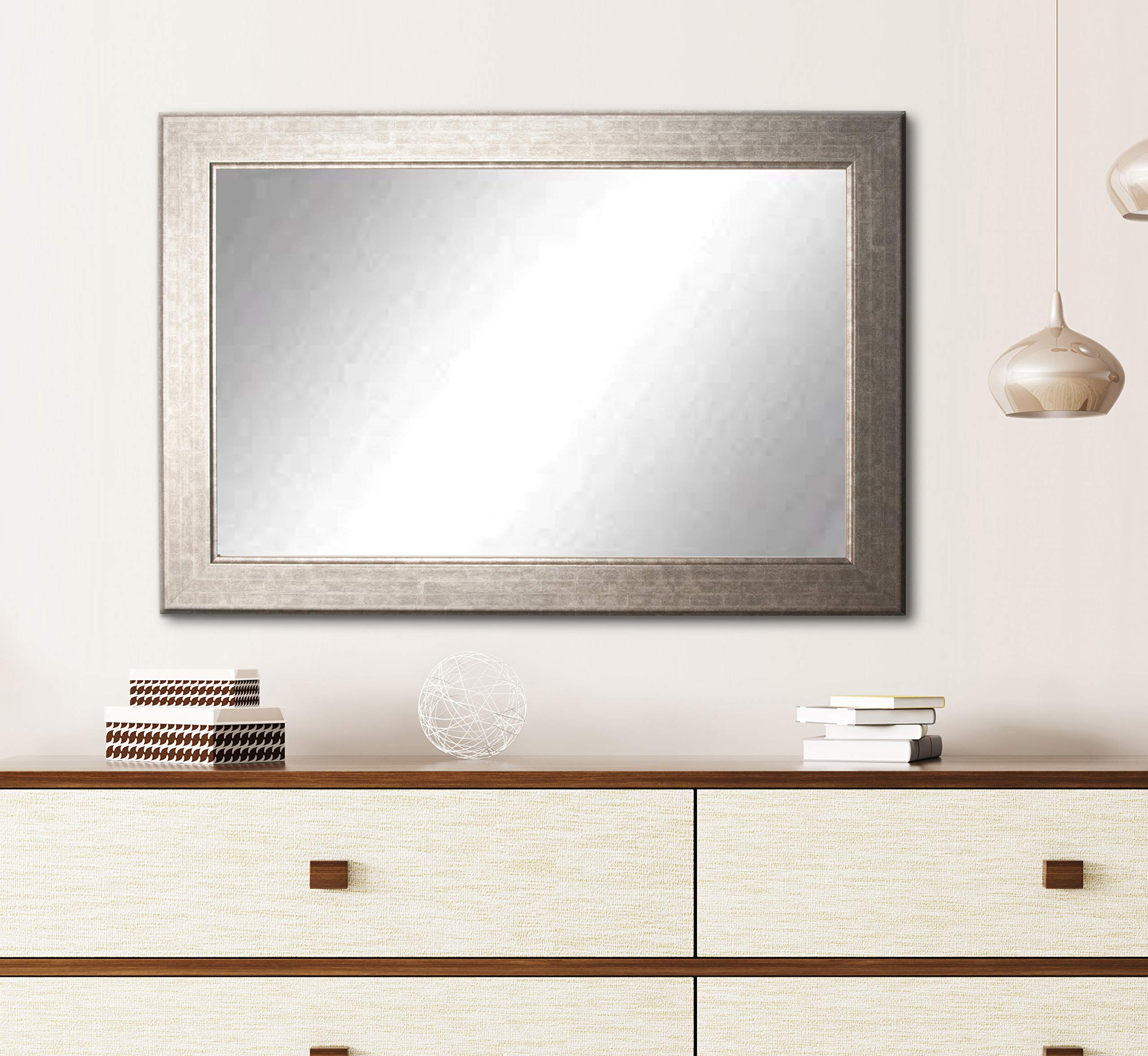BrandtWorksBM014M2 Subway Wall Mirror, 36 x 32", Silver