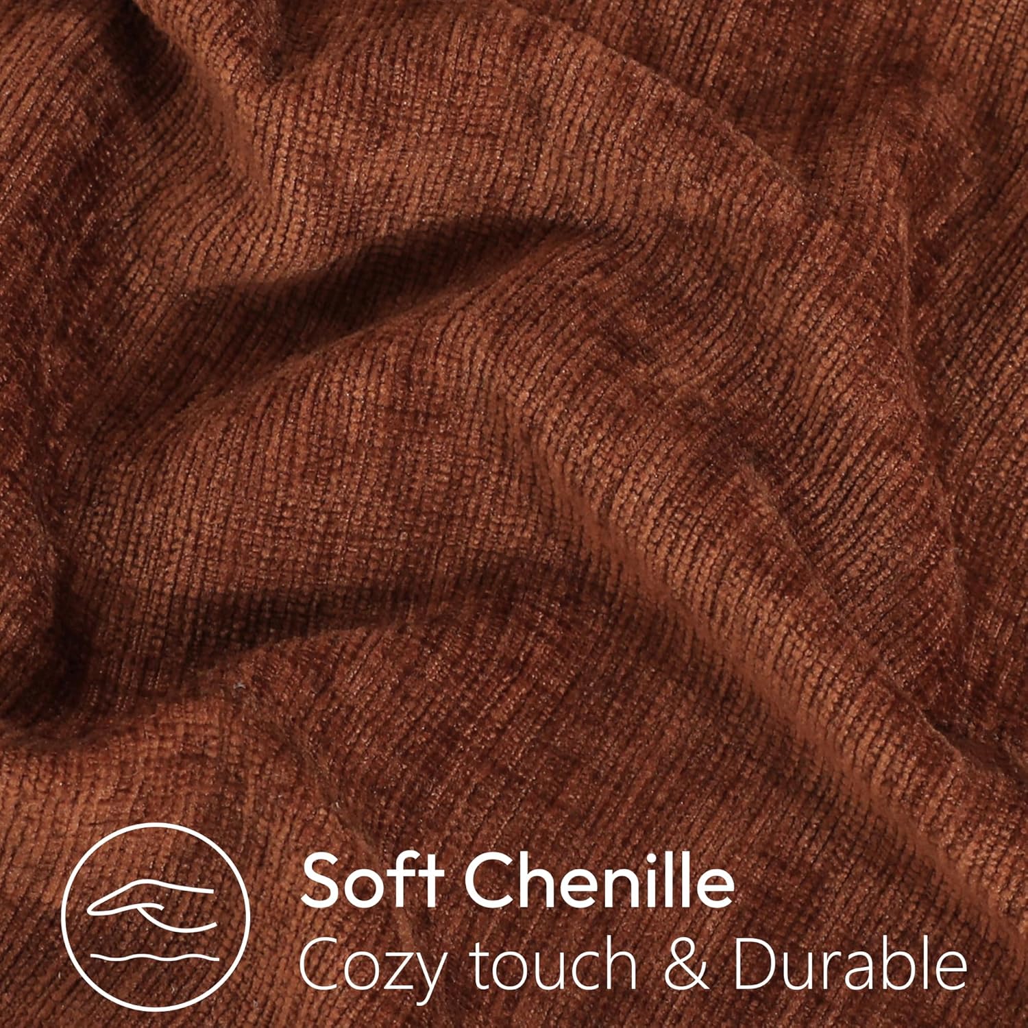 Stellhome Set of 4 Fall Decorative Throw Pillow Covers Accent Solid Soft Textured Chenille Cushion Cover Rustic Farmhouse Pillow Case for Couch Sofa Bedroom Living Room (18x18 inch, Fall) - Image 3