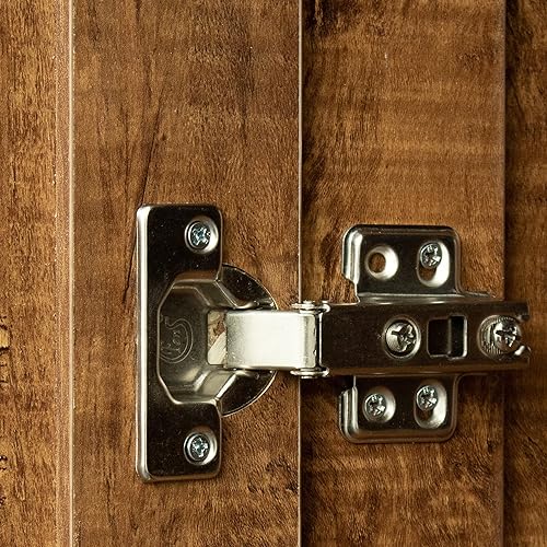 Miniatura 5 de Voohek Armario de nogal con 2 puertas y barra para colgar armario de cocina 3 divisiones para separar 4 espacios de almacenamiento para dormitorios