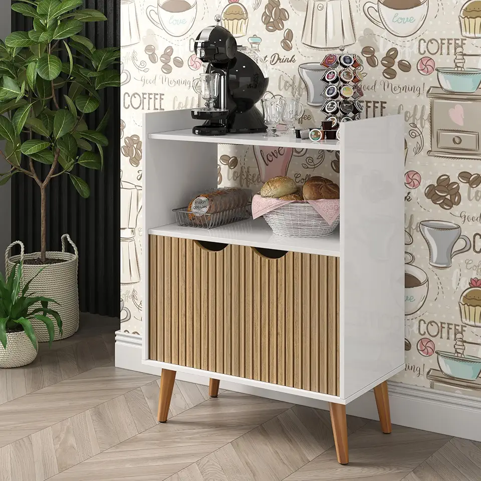 Aparador Buffet Balcão Cantinho Do Café Grécia Diversas Cores (BRANCO RIPADO)
