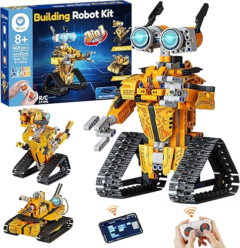 Miniatura 8 de Sillbird Kit de construcción de automóvil robot con control remoto, regalos STEM para niños de 8 a 14 años, juguetes de carreras de trucos de