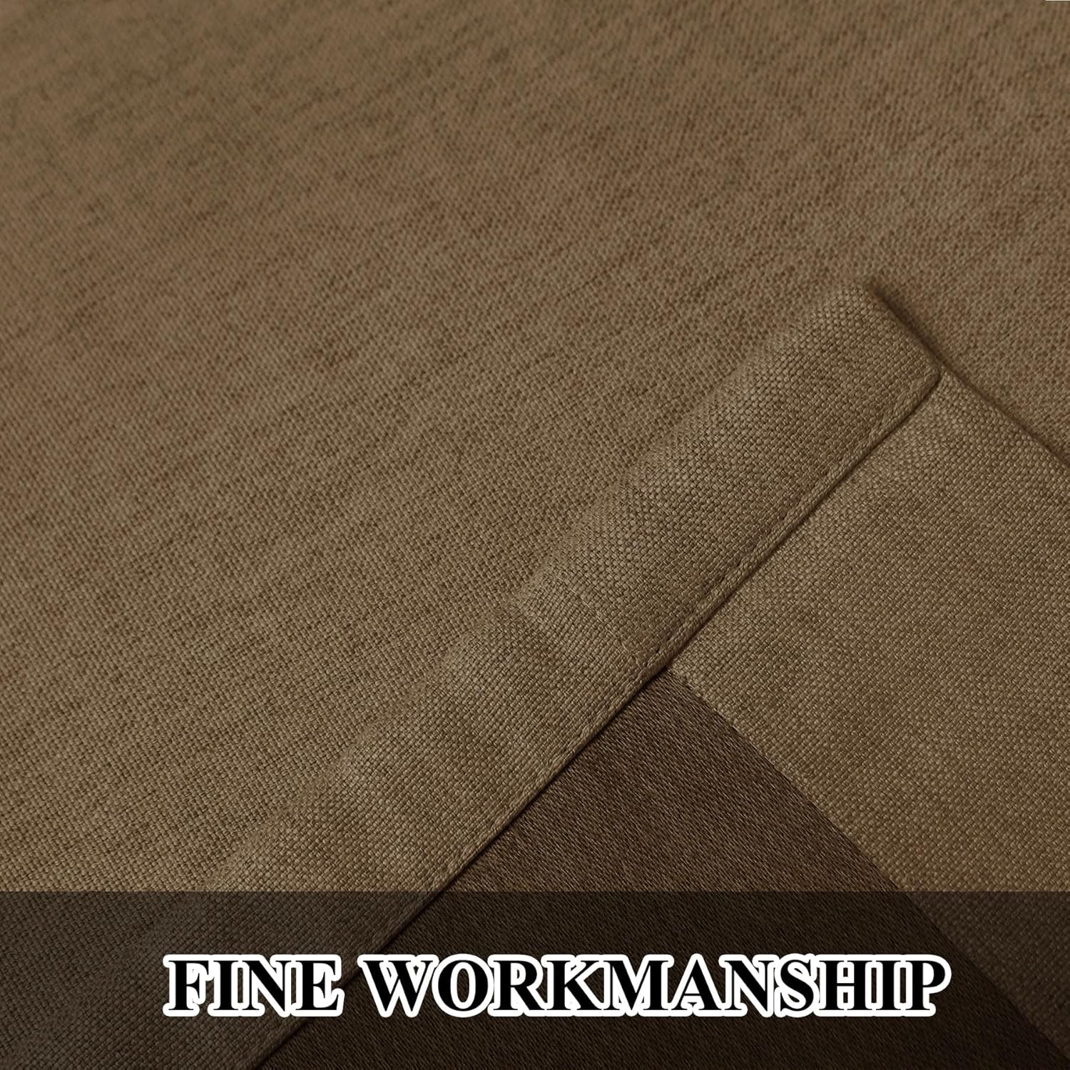 Fcosie Coca Mocha Blackout Curtains 96 Inches Long Faux Linen Room Darkening Curtains 2-in-1 Hanging Curtains with Rod Pocket and Back Tab Top Thick Burlap Window Drapes - 2 Panels, 38 W x 96 L in