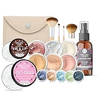 Vista 14 de IMPULSE KIT (FAIR 1) Juego de maquillaje mineral de tamaño completo, base mate, cubierta de polvo transparente