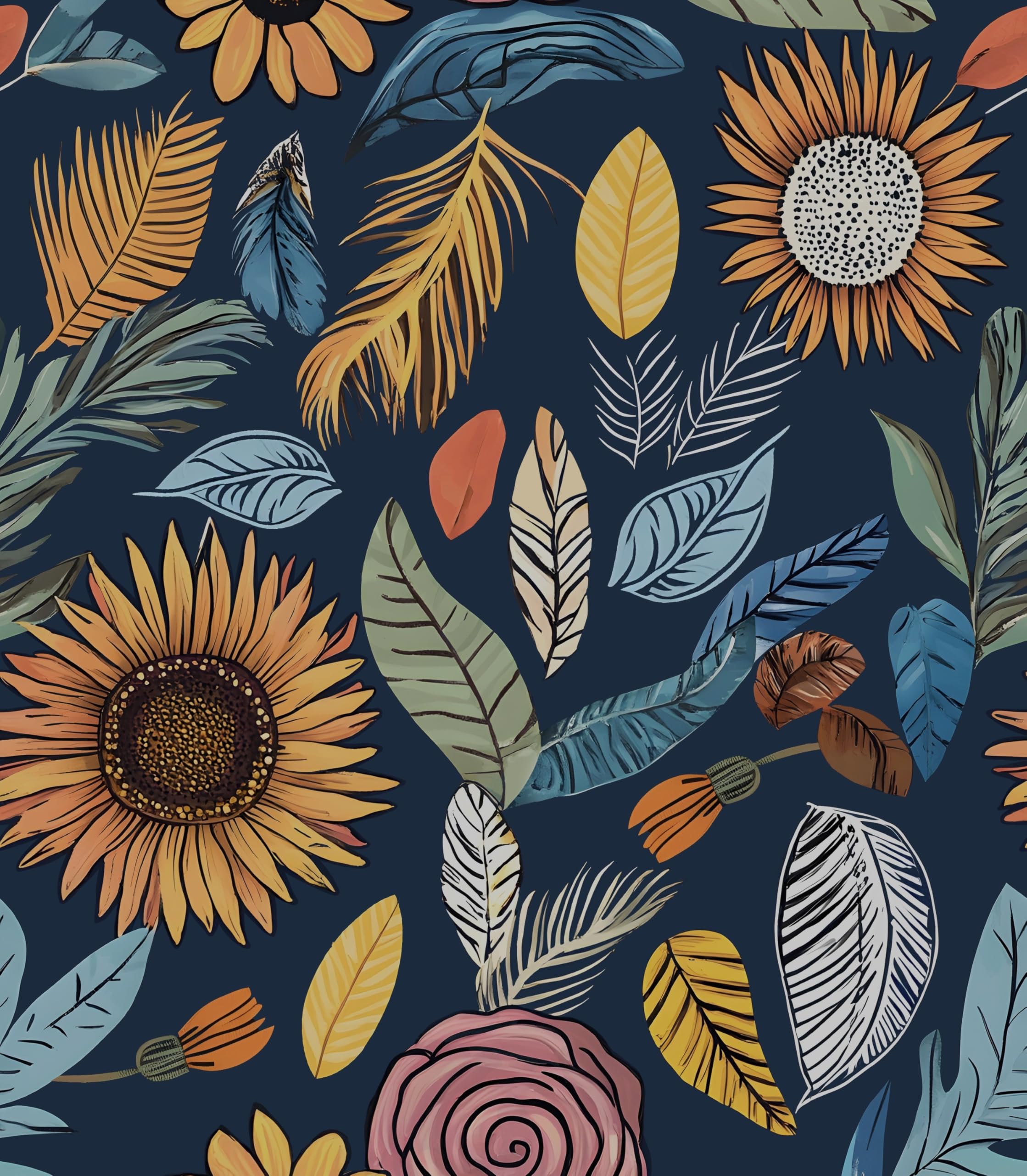Laatse Blue Boho Vintage Floral Contact Paper