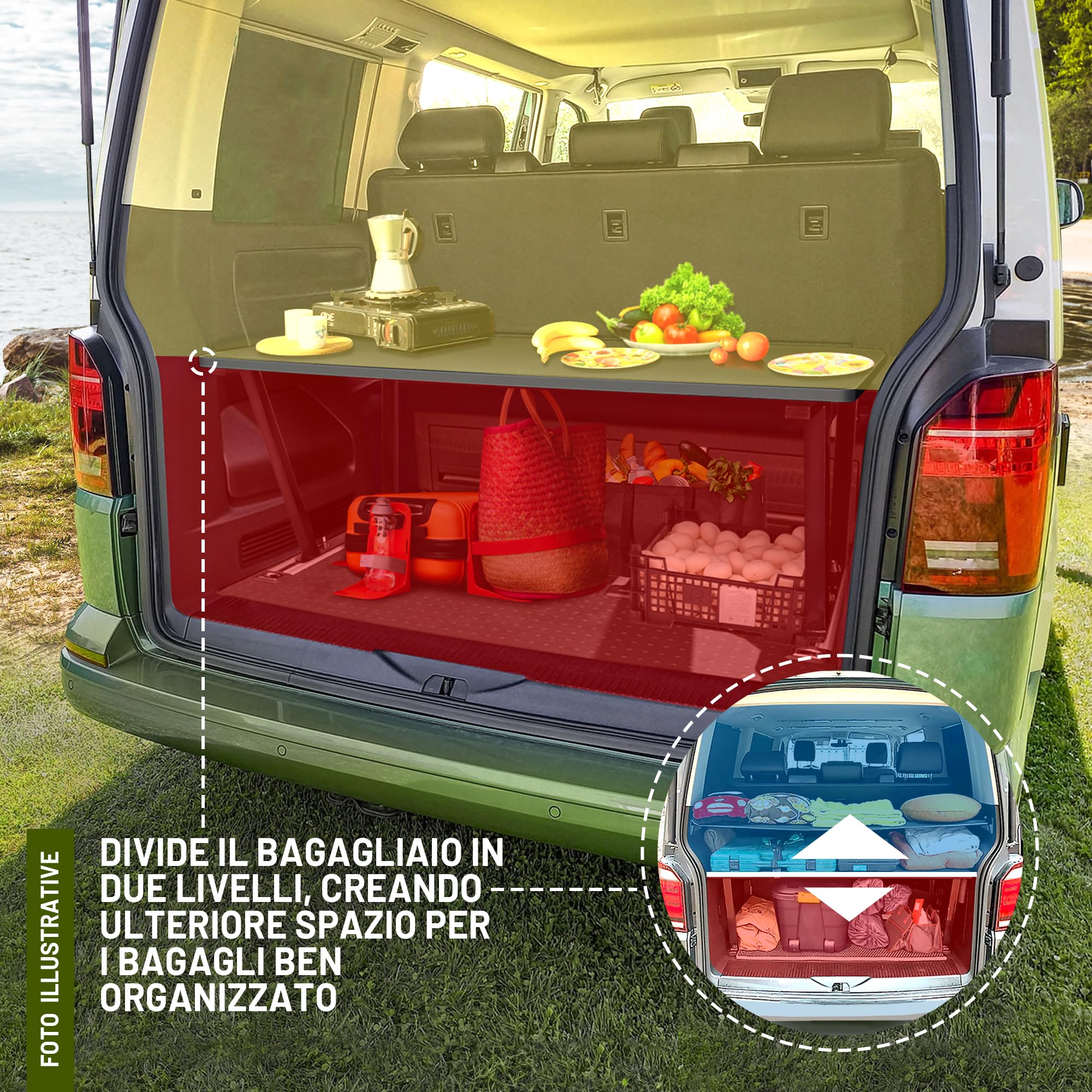 CHROMEMASTER | Compatibile con Mercedes Vito W447 2014+ | Letto Pieghevole per Auto, Prolunga del Letto Multiflexboard per Camper, Letto da Campeggio, Scaffale, Tavolo | Accessorio per Il Camper