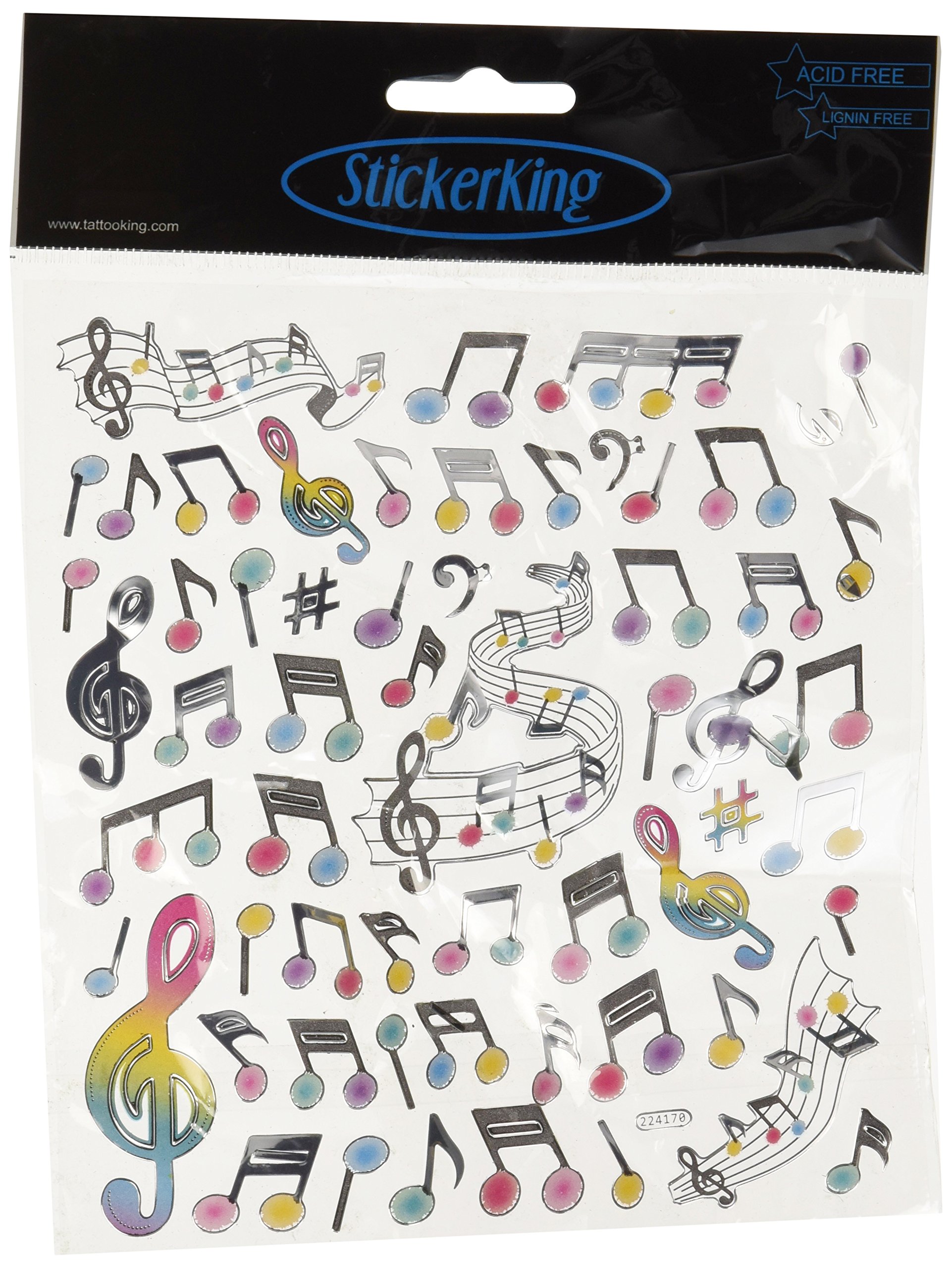 Tattoo King Modern Music Multi-Colored Stickers