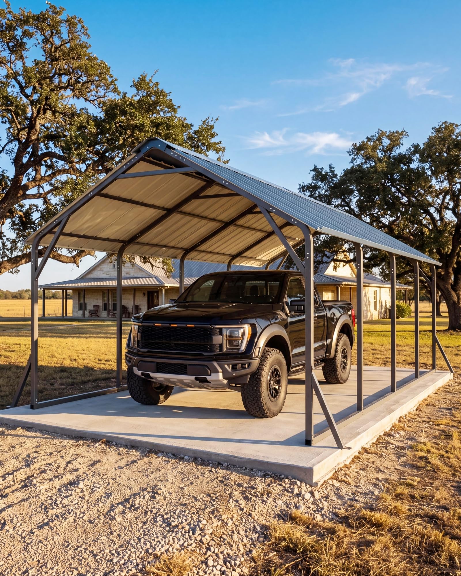 Photo 1 of Garveelife 11 ft x20 ft x9 ft Vertical Roof Metal Carport, Heavy Duty Steel Car Ports for All-Weather, for Full-Size Pickup Trucks, Boats, and Tractors