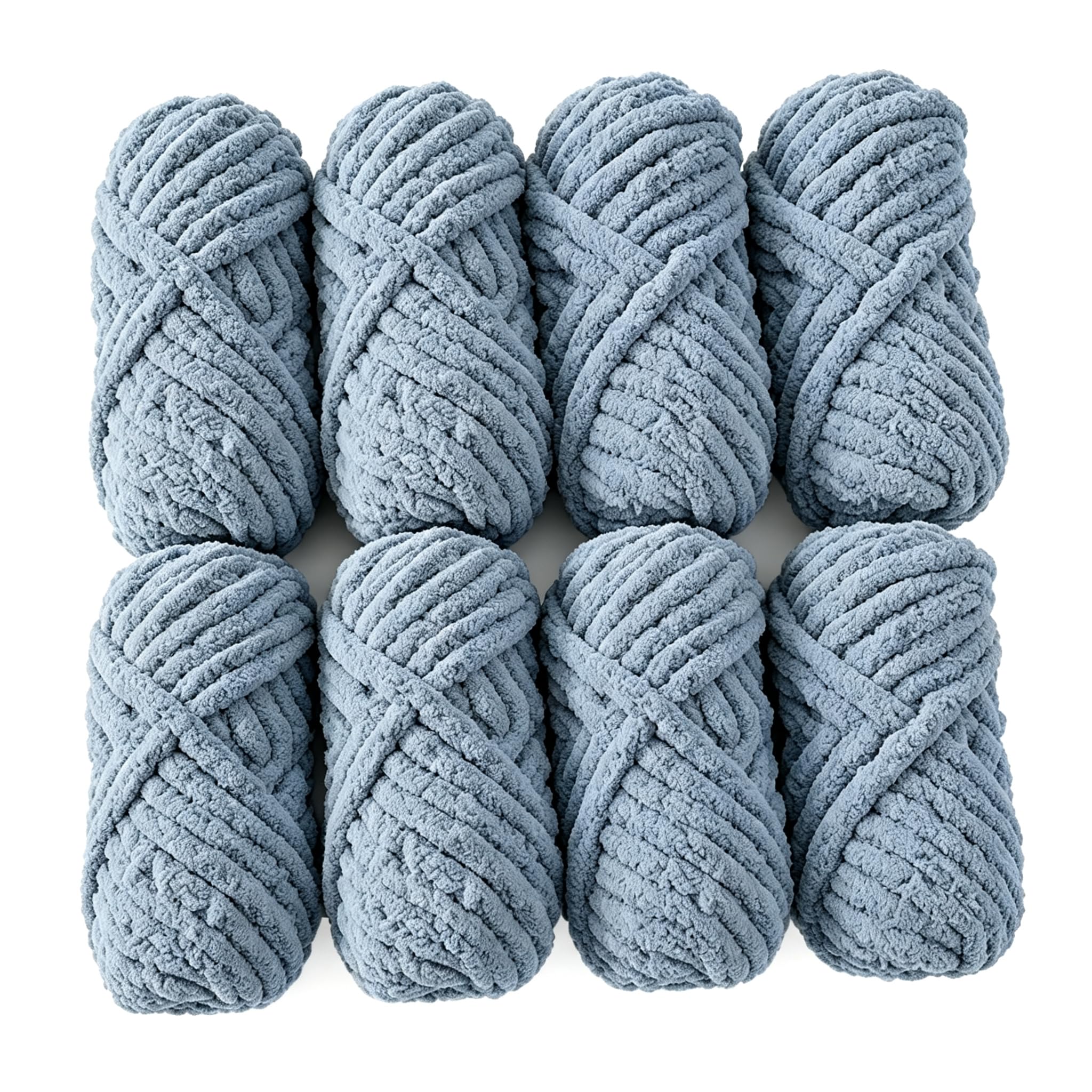 BOXIZ 8 Pack Chunky Chenille Yarn for Crocheting & Knitting, 31.7yds 8 oz Each Skein Soft Fluffy Kitting Yarn Set, Thick Velvet Plush Yarn for Handcrafts Weaving Making Blankets, Clothes, Pattern Kn