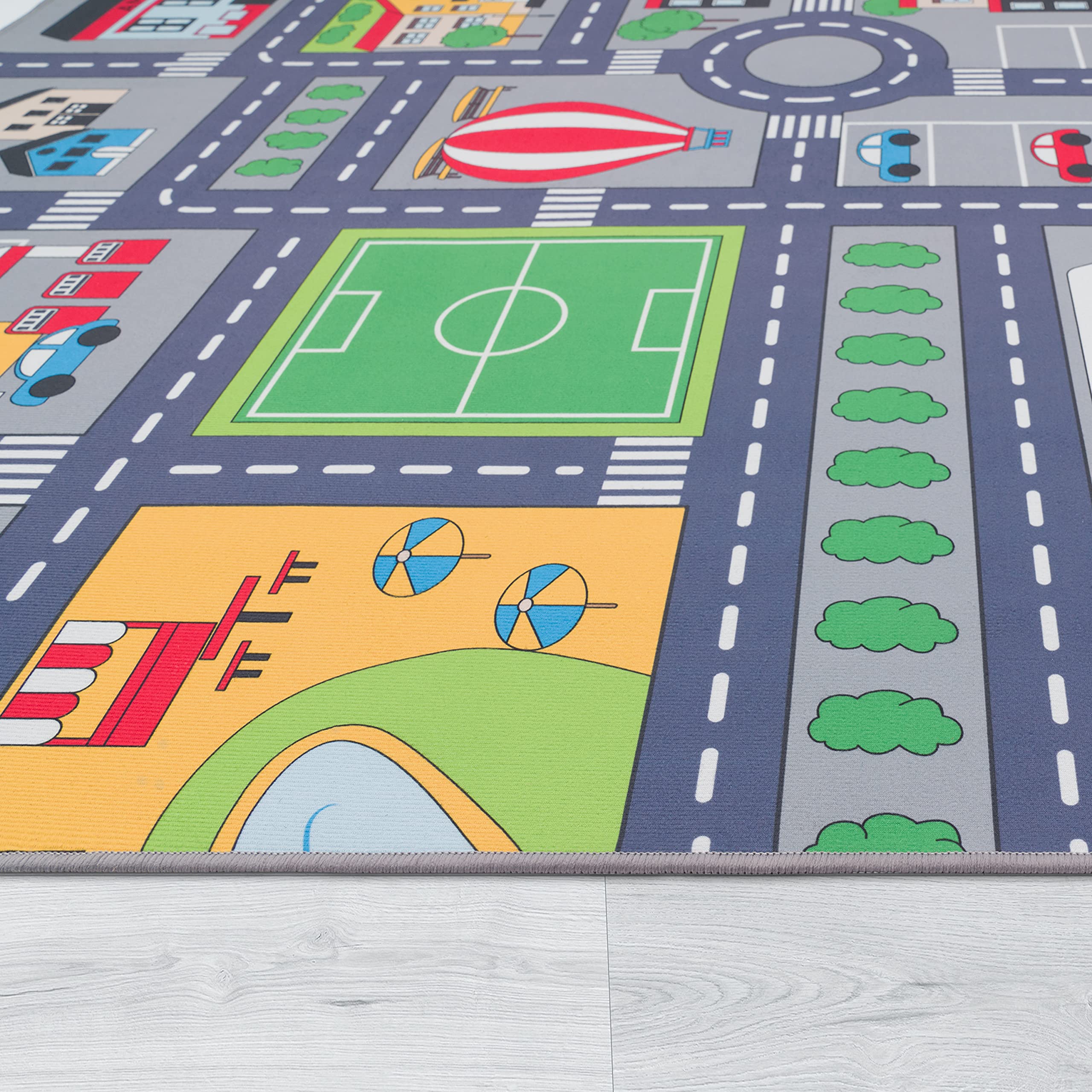 Paco Home Tapis De Jeu Chambre Enfant Gris Routes Filles Garçons, Dimension:160x220 cm, Couleur:Gris 2