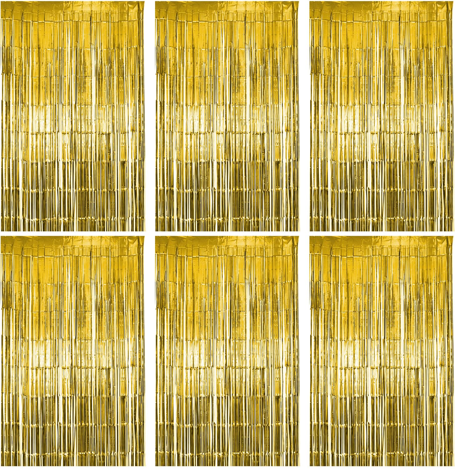 Hampton Distribution 6 Pack Gold Foil Fringe Curtain Party Backdrop, Gold Tinsel Backdrop, Party Decorations Supplies for Birthday, Holidays, Parties &amp; More
