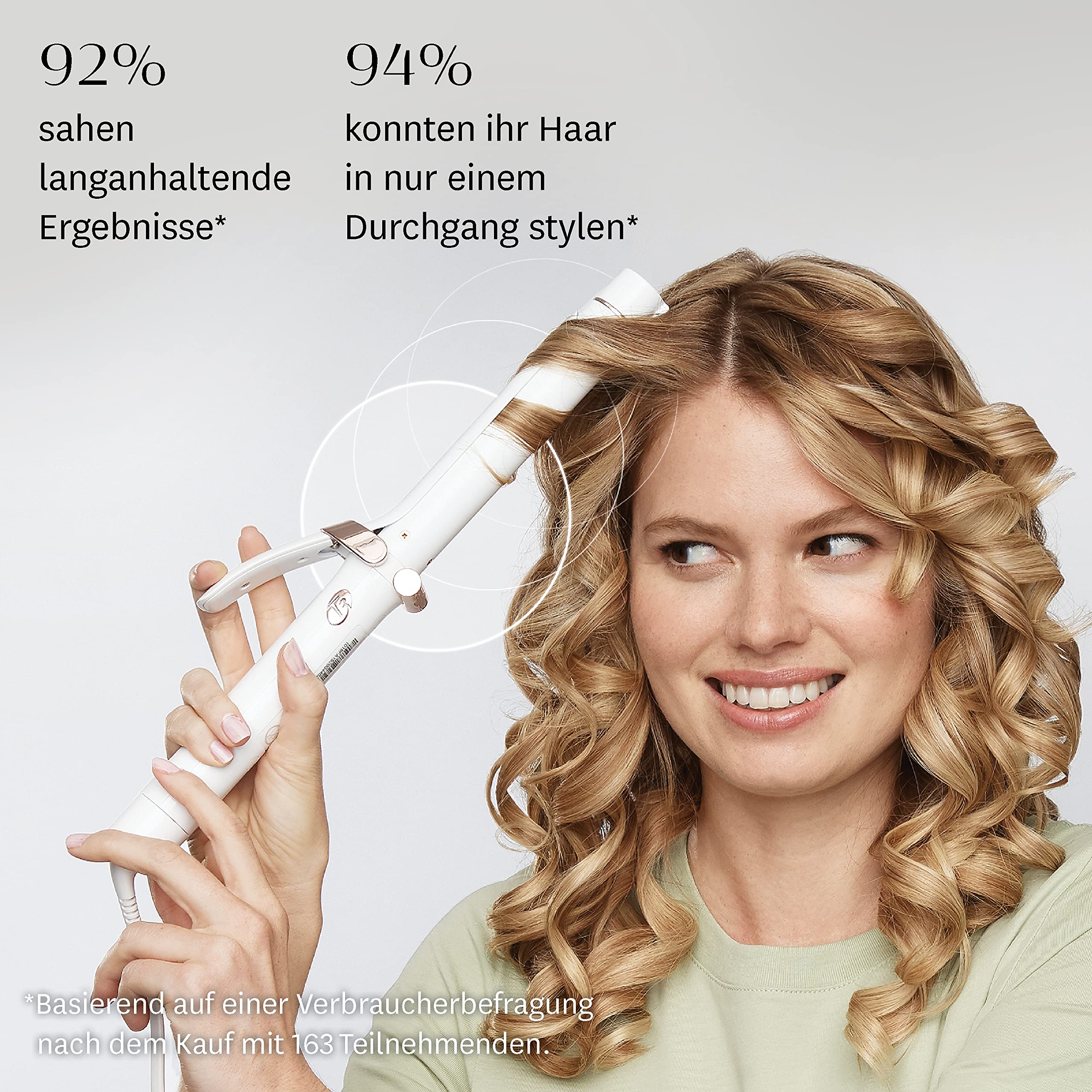 T3 SinglePass Curl – Professioneller Lockenstab – Langer Locken- und Stylingstab aus spezieller Keramikmischung mit unterschiedlichen Temperatureinstellungen für seidig-glänzende Locken und Wellen