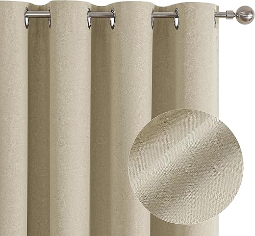 Miniatura 208 de ChrisDowa Cortinas 100% opacas de abedul liso de 96 pulgadas de largo, 2 paneles para dormitorio, sala de estar, oscurecimiento de la habitación de