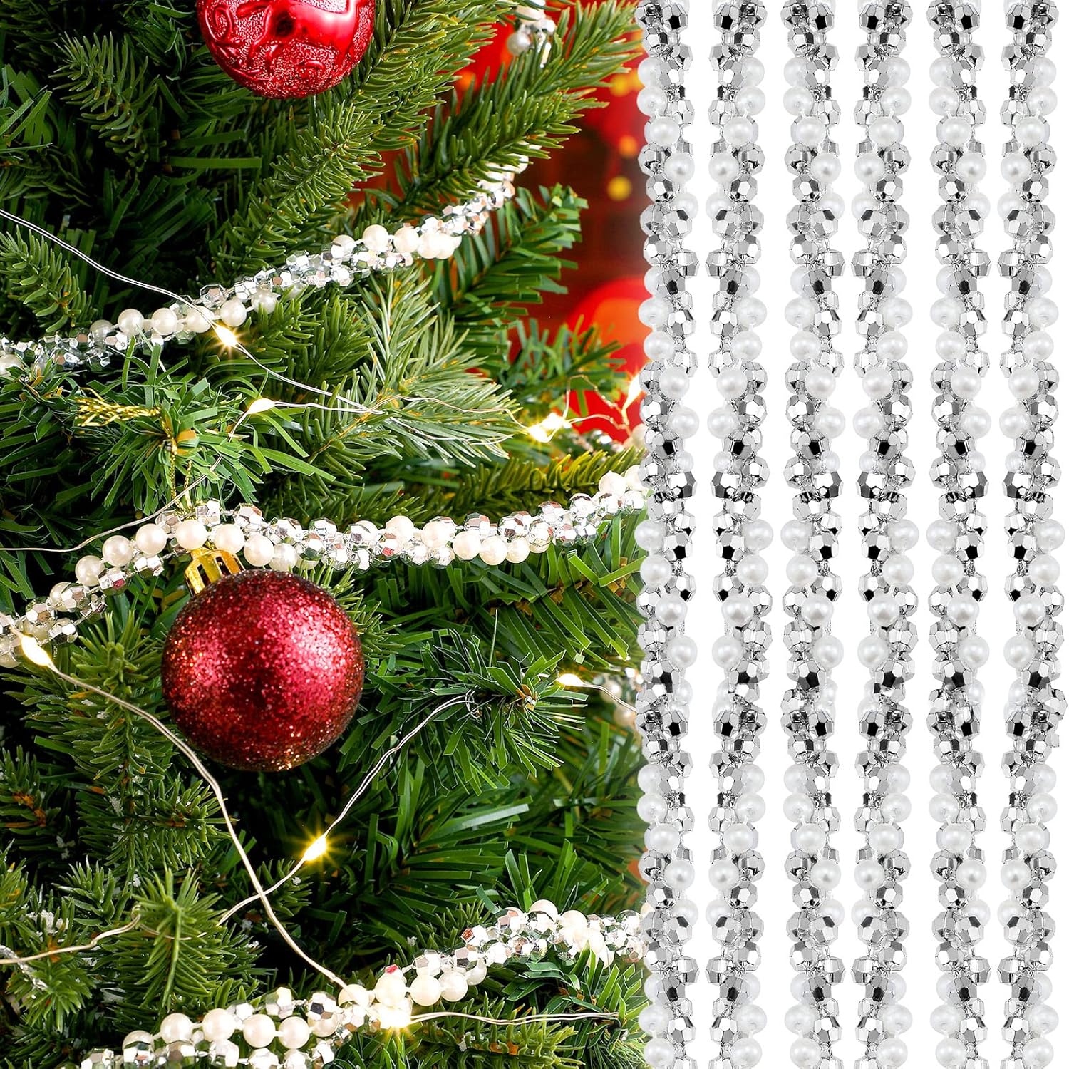 Yinder 11.8 ft Christmas Tree Beads Garland Artificial