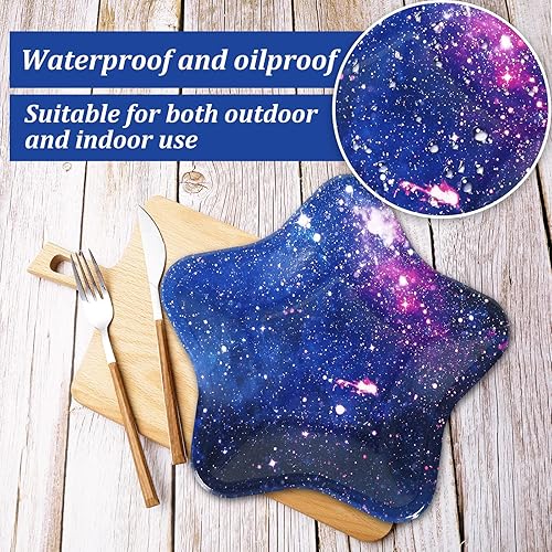 Miniatura 3 de Whaline 40 platos desechables de papel de estrella, galaxia, espacial, coloridos para vacaciones, cumpleaños, boda, vajilla, decoración, 7.1 x 6.7