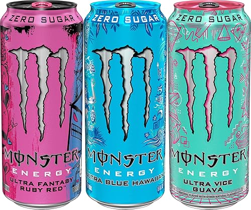 Miniatura 3 de Monster Energy Ultra Paquete Variado, Blue Hawaiian, Ultra Vice Guava, Ultra Fantasy Ruby Red, Bebida Energética Sin Azúcar, 16 Onzas (Paquete de 15)