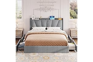 LIKIMIO King Upholstered Bed Frame with Storage