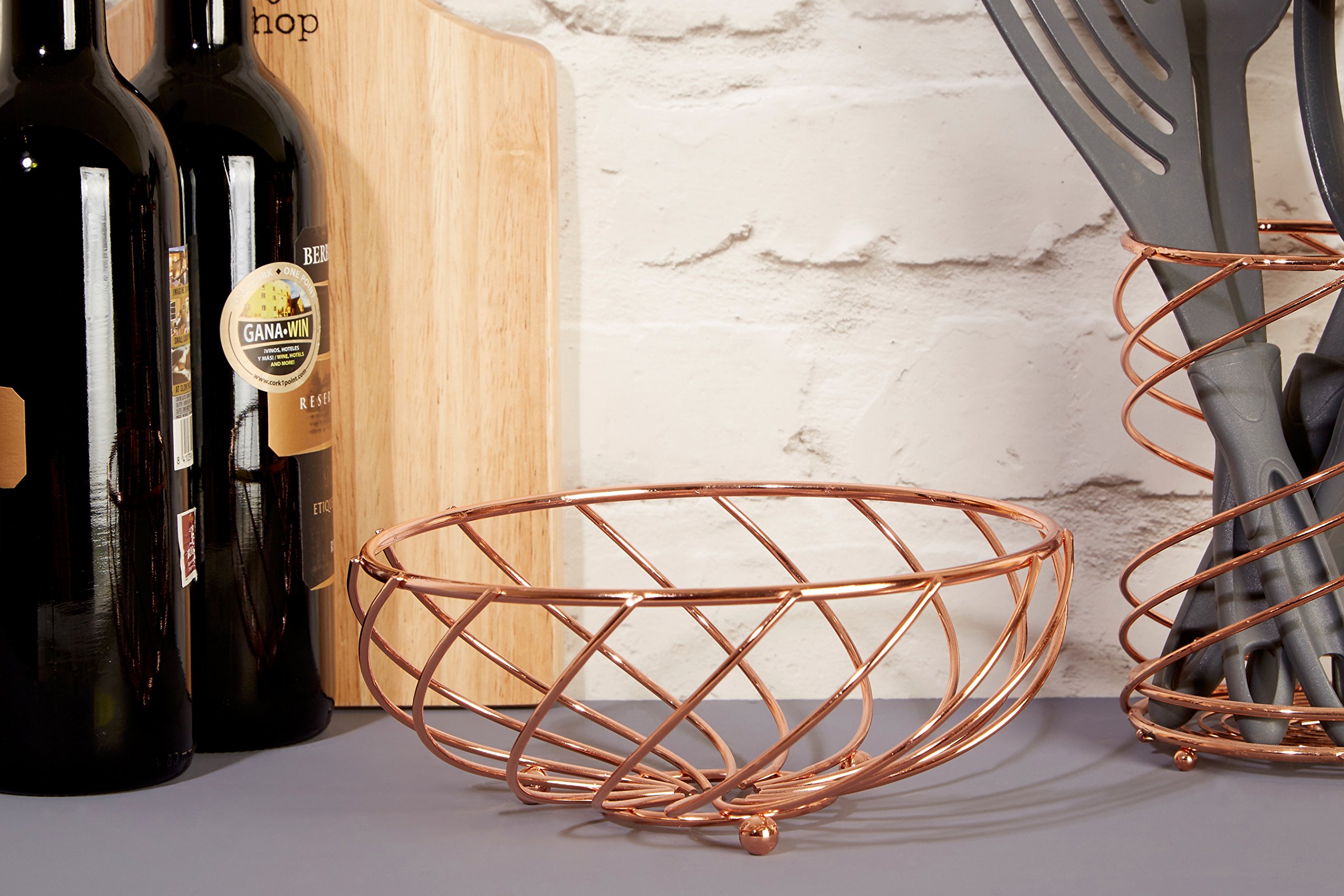 Premier Housewares Kuper Cesto di Frutta, 3 Ripiani/Metallo, Rose Gold Metal Wire, Oro/Rosa