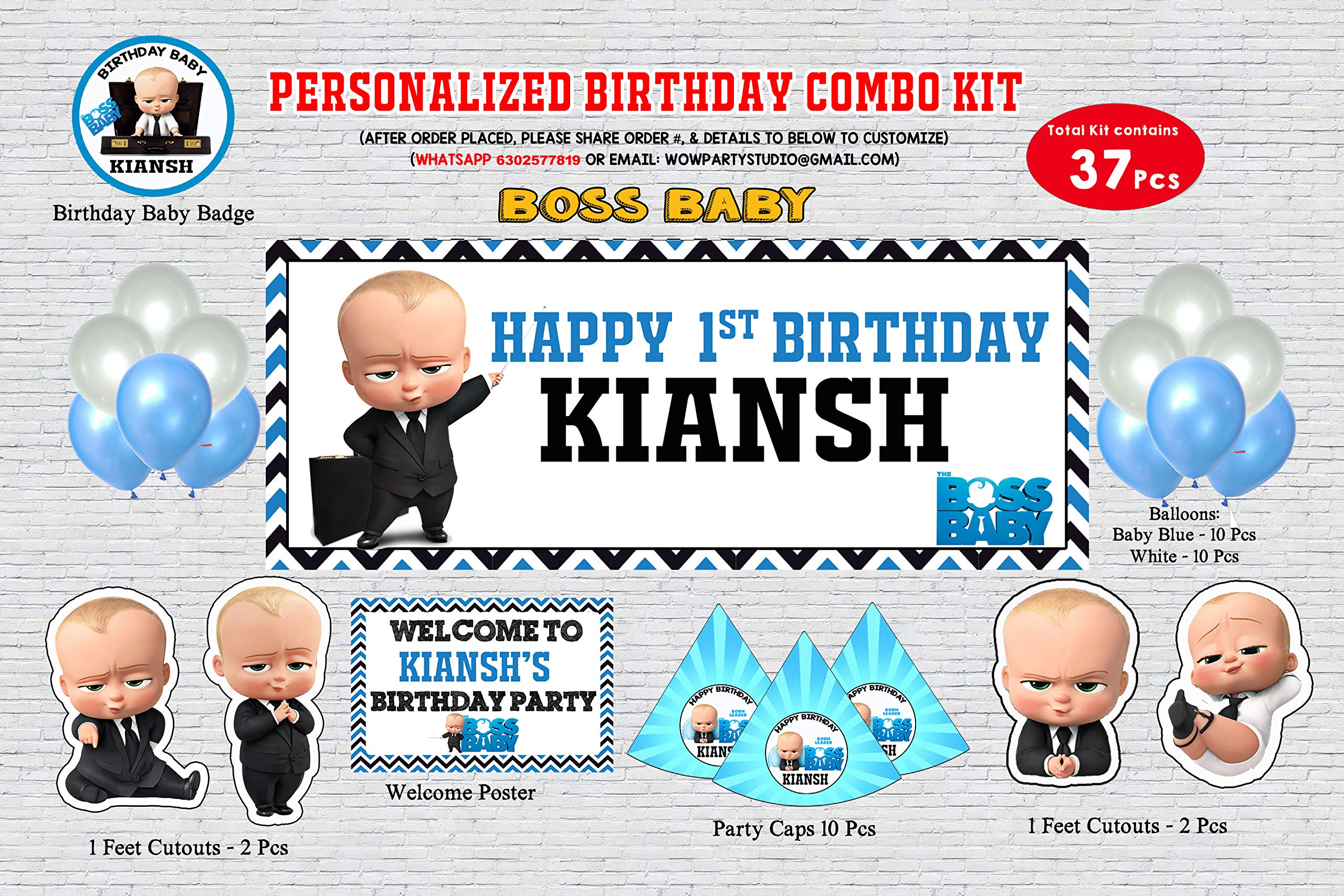 Buy WoW Party Studio Personalized Boss Baby Theme Happy Birthday Party