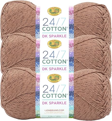 Miniatura 24 de Lion Brand Yarn 24/7 Cotton DK Yarn, Cameo