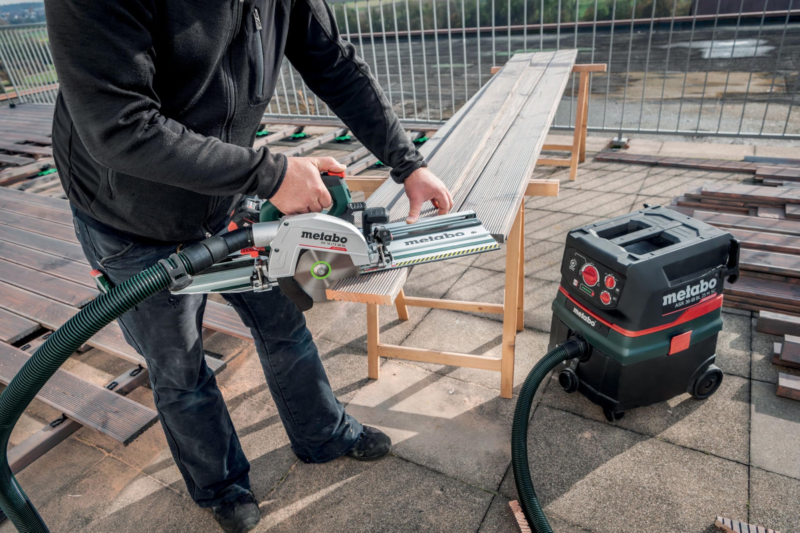 METABO 629016000 - Carril guía de corte transversal KFS 44 | Riel portavasos móvil para cortes angulares precisos de 60°, cierre rápido, apto para KS 18 LTX 66 BL, KS 57, KS 66, KS 85