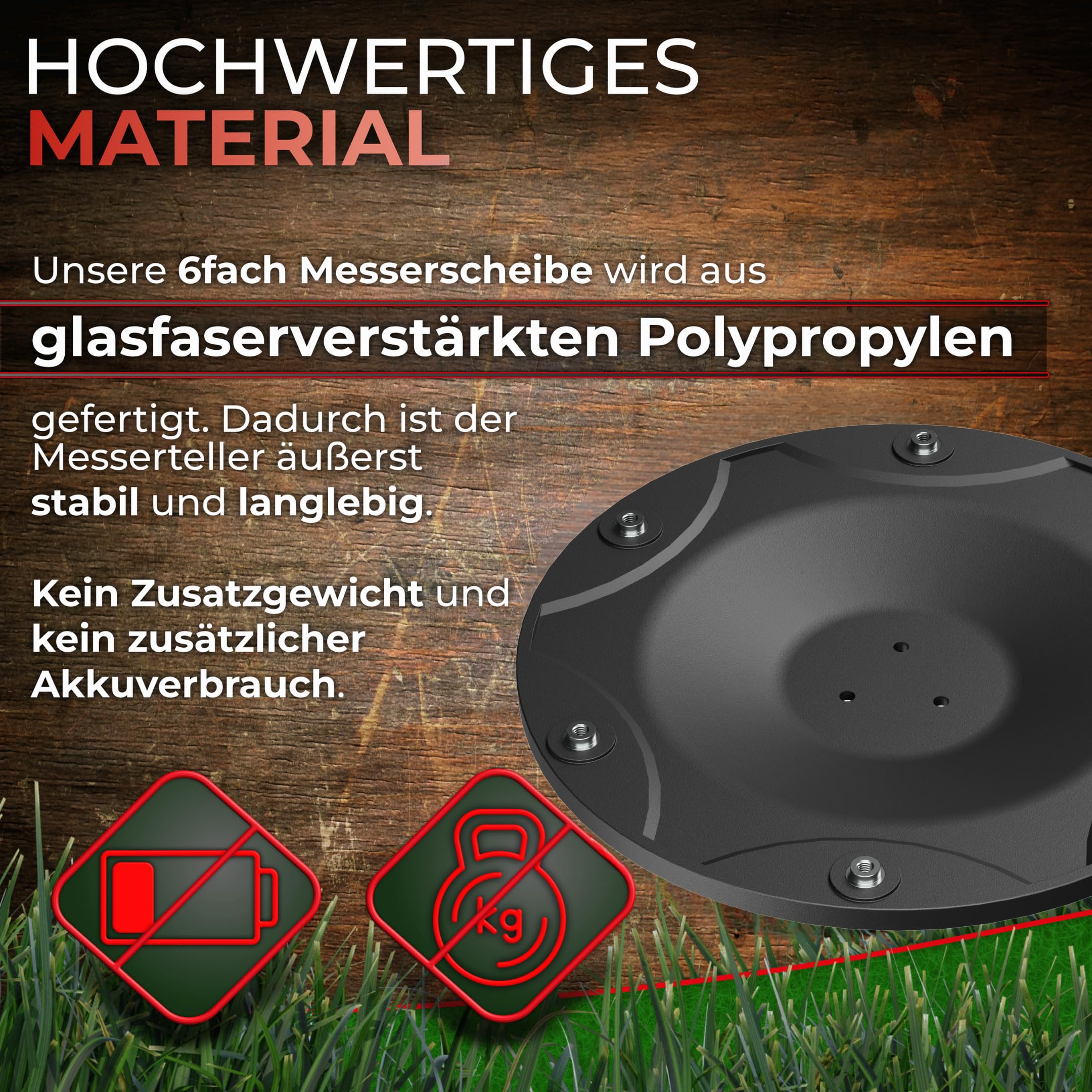3DHerb 6er Messerscheibe kompatibel mit ECOVACS Goat O500 O600 O800 O1200 G1-800 G1-2000 G1 - Premium Mähteller aus glasfaserverstärktem Kunststoff für 6 Klingen