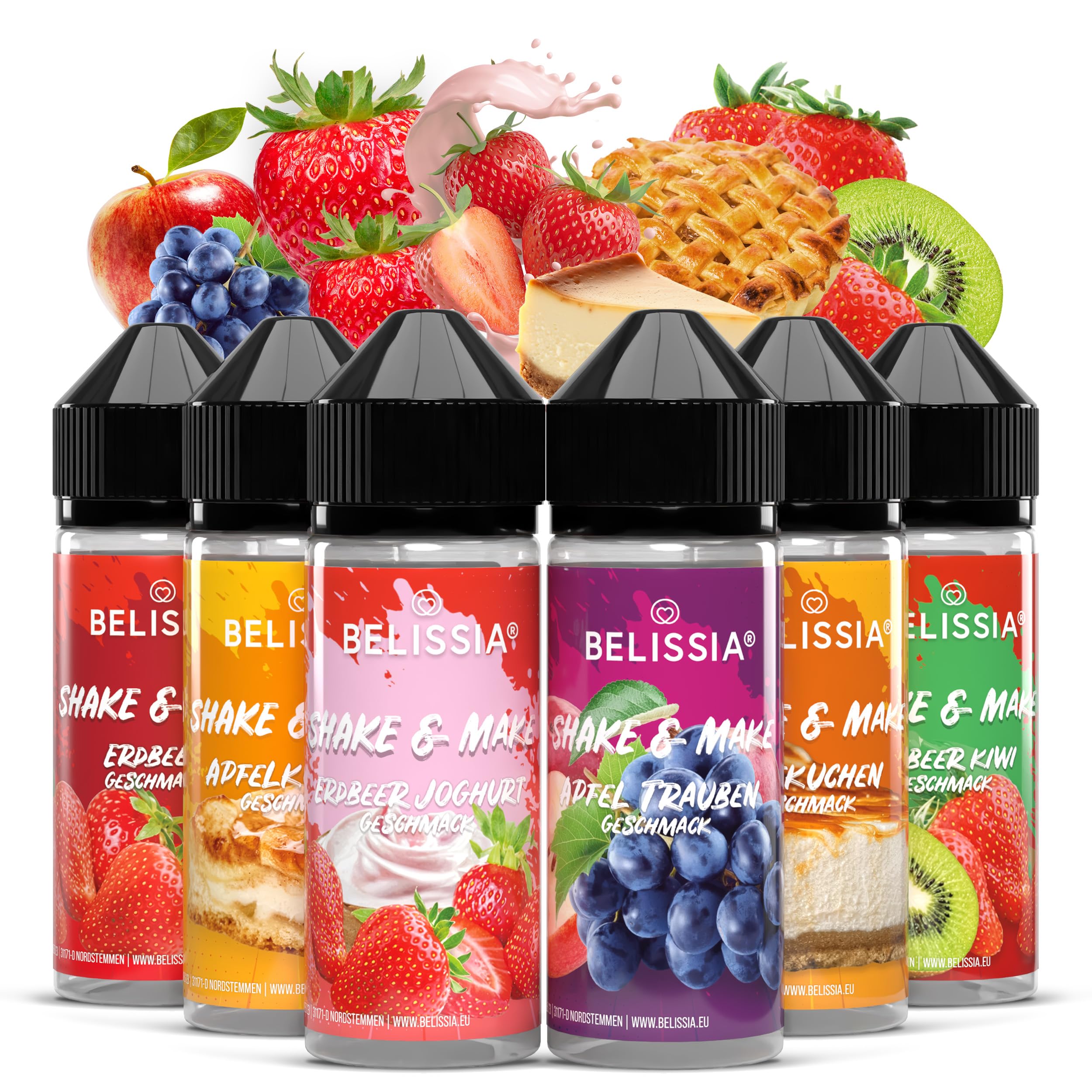 Belissia Shake and Make - Set-Dessert Delight - Hochdosiertes Lebensmittel Aroma 10ml mit praktischer Schüttelflasche zum mischen. Zur Verwendung in Lebensmitteln, für Vernebler, Nebelmaschinen, uvm.