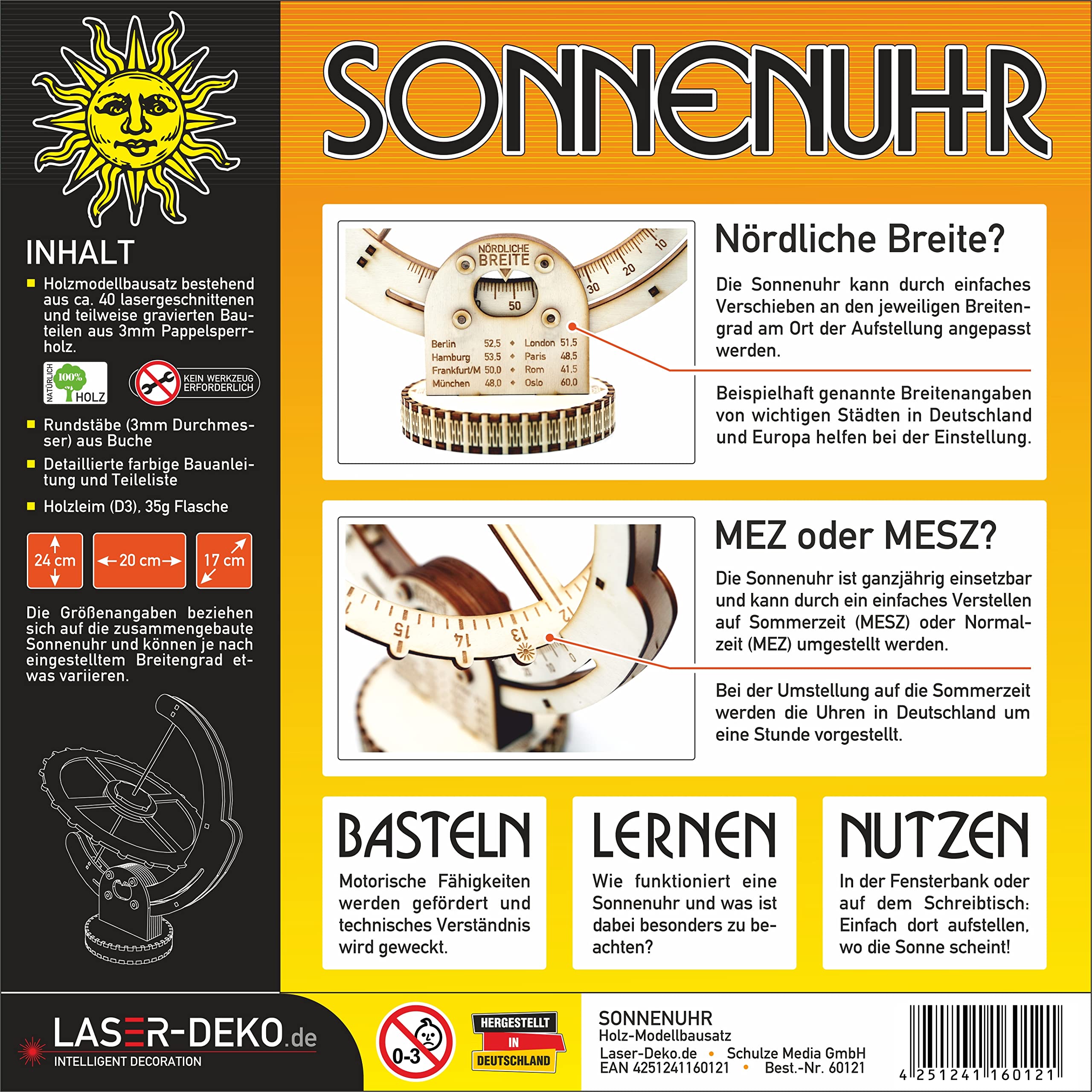 Laser-Deko Modellbausatz Sonnenuhr