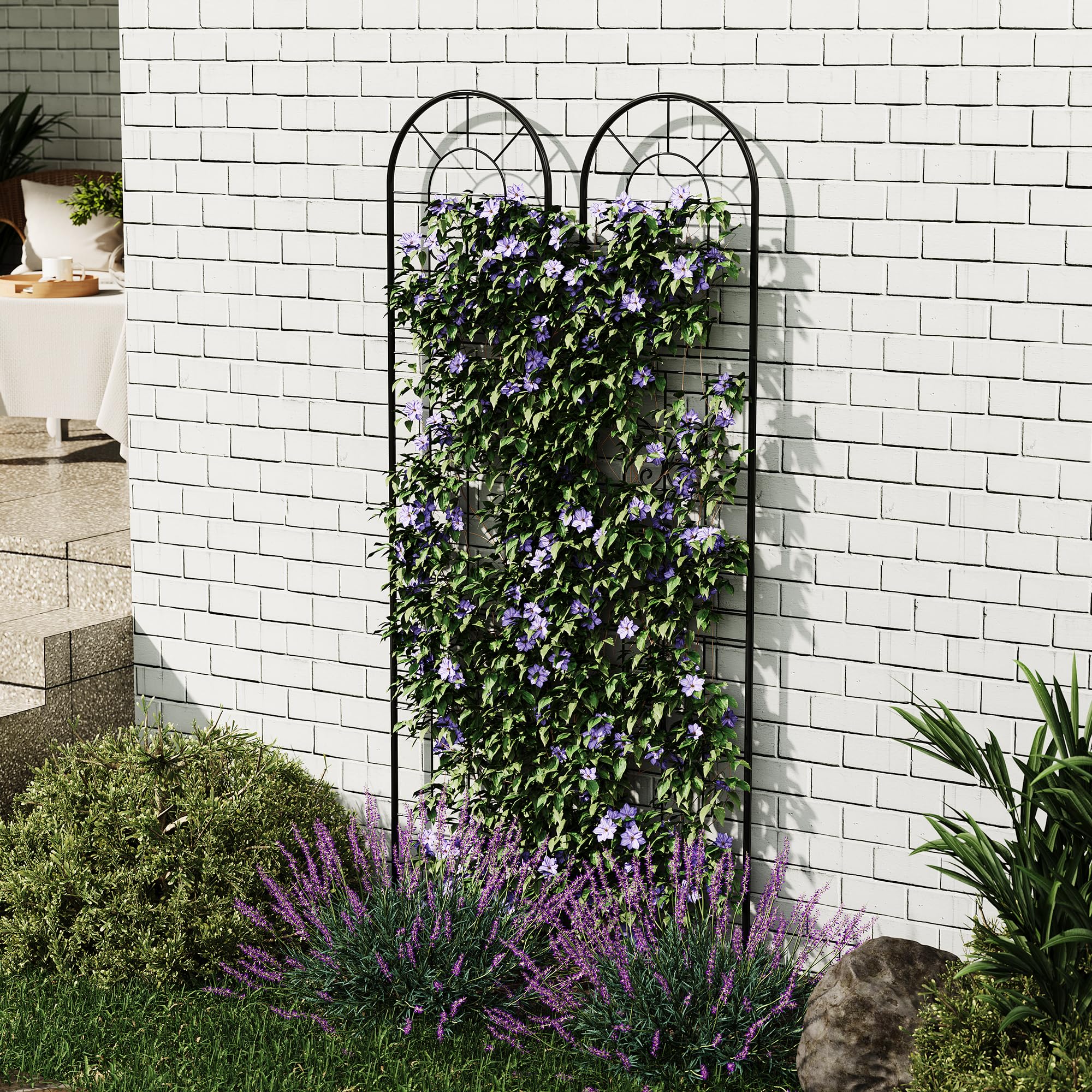 2er-Pack Metall-Rankgitter 140x30 cm, Rosenrankgitter Aus Beschichtetem Metall, Gartenstützrahmen Für Kletterpflanzen, Rosen, Clematis Und Blumen