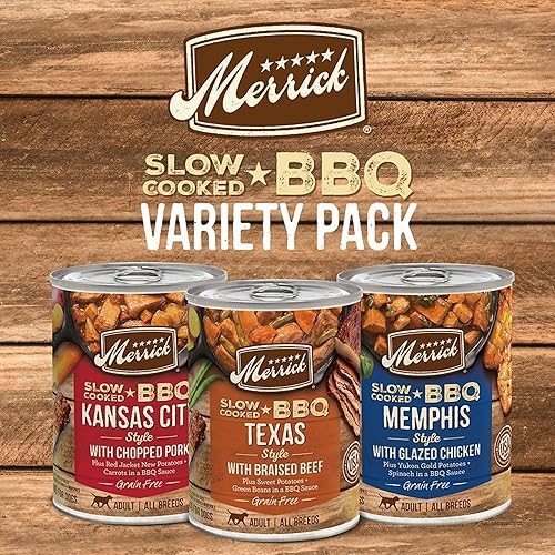 Miniatura 2 de Merrick Chunky - Comida húmeda enlatada para perros, sin cereales, barbacoa en trozos, 12.70 onzas (caja de 12)