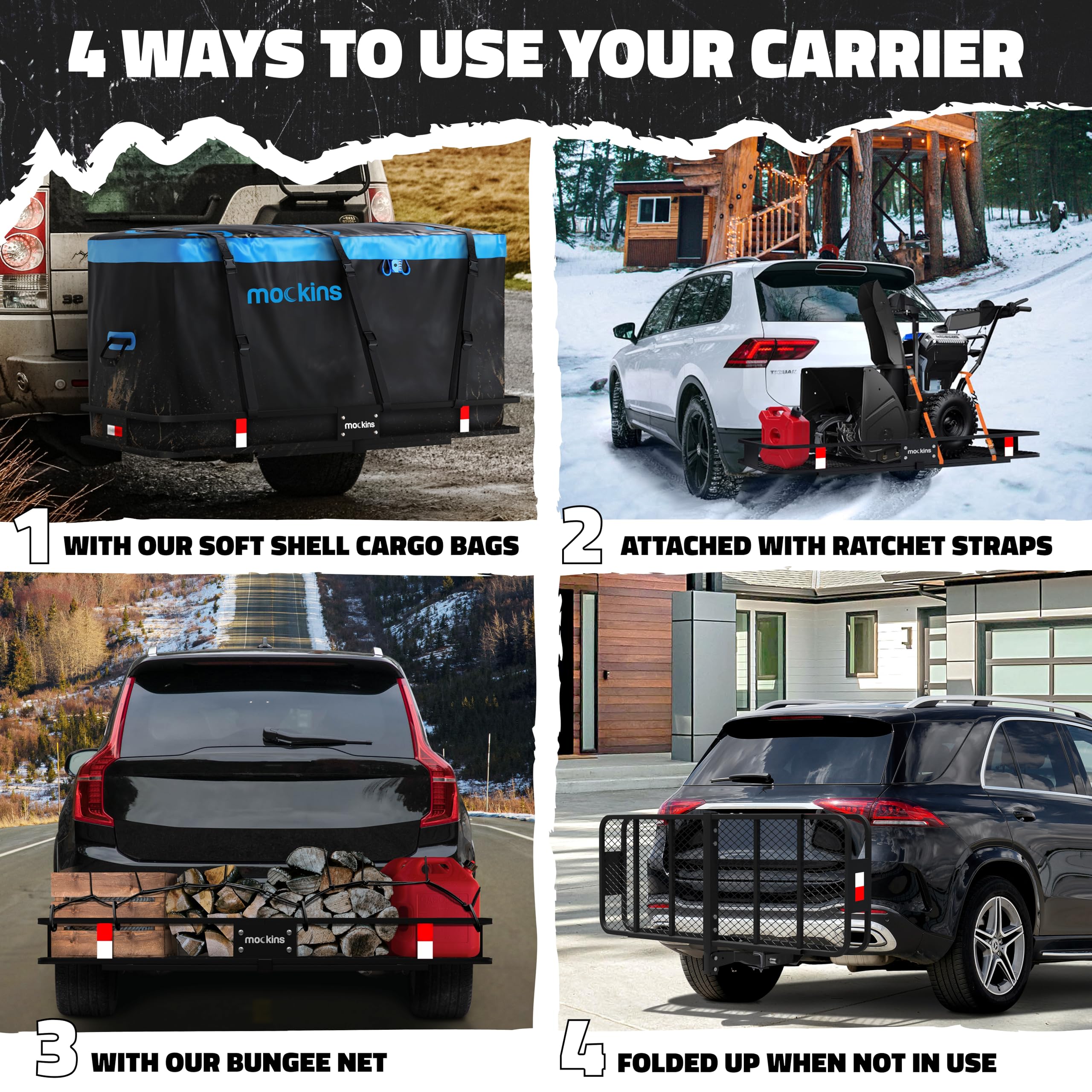 60x24x6 XL Heavy Duty Trailer Hitch Cargo Carrier Hitch