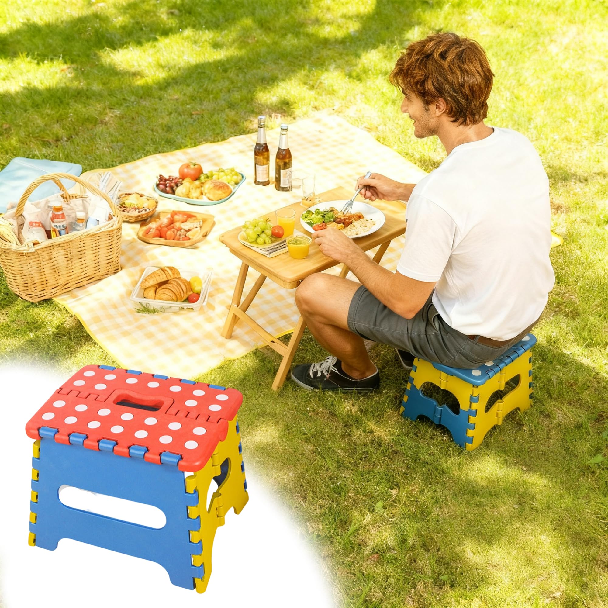 Taburete Plegable Plástico 17.5 cm Altura para Cocina Jardín Baño Niños Adultos