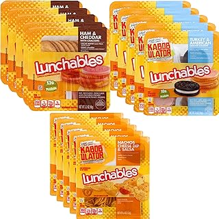 Oscar Mayer Lunch time Party Pack - 5 Lunchables Ham and Cheddar Cheese - 5 Turkey and American Cheese Cracker Stacker - 5 Oscar Mayer Lunchable Cheese Dip and Salsa Nacho- 2 Pack (5 of each 15 Total)