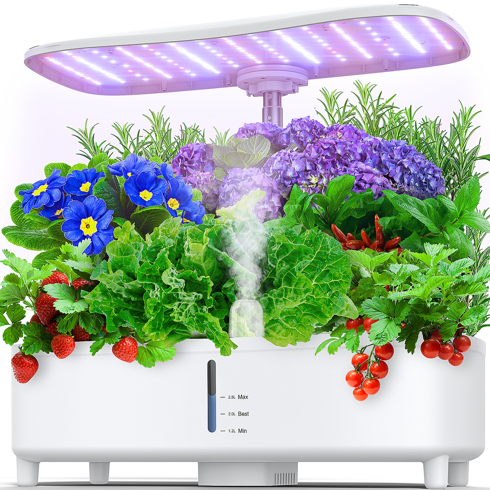 Hydroponics Growing System Kit 15 Pods Misting Herb Garden Indoor Garden Indoor Gardening System 5L Water Capacity 48W Grow Light with Adjustable Height